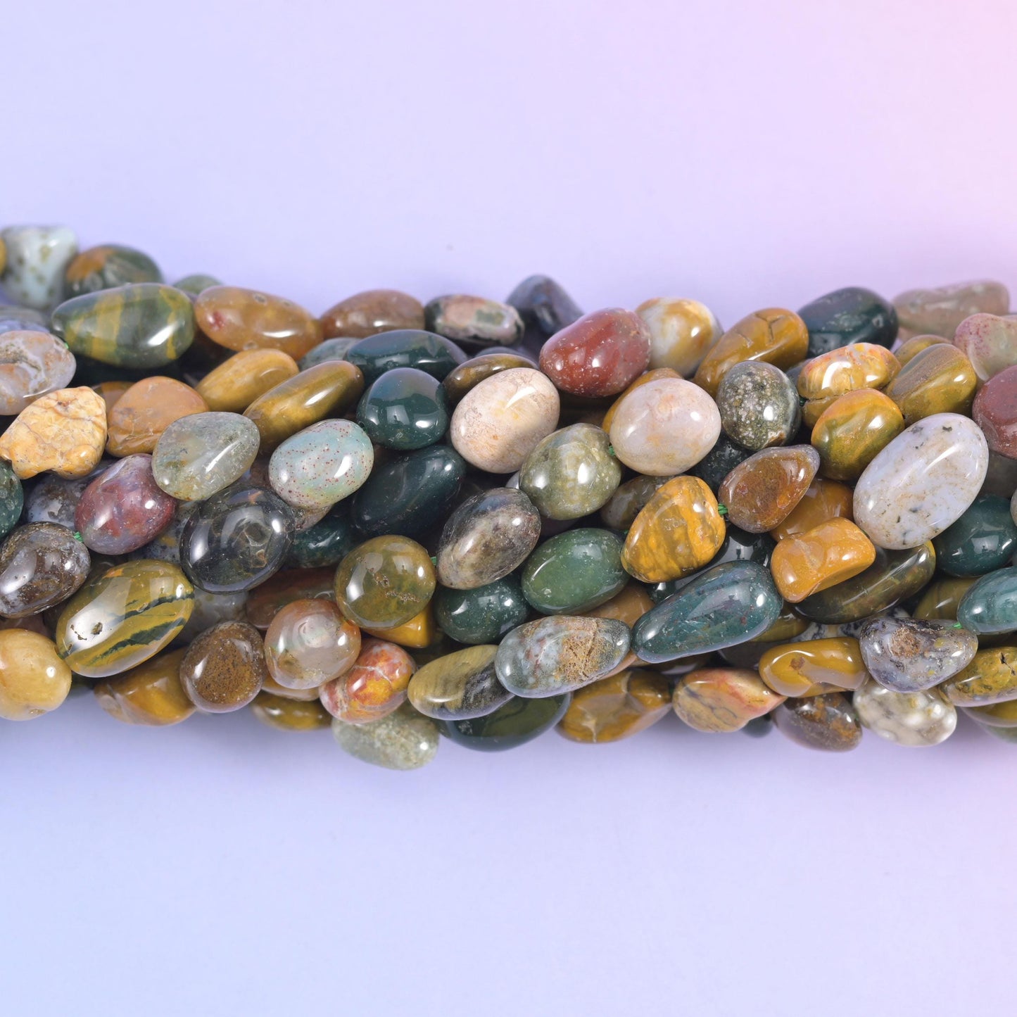 Ocean jasper pebble nugget beads, 15.5 inch strand