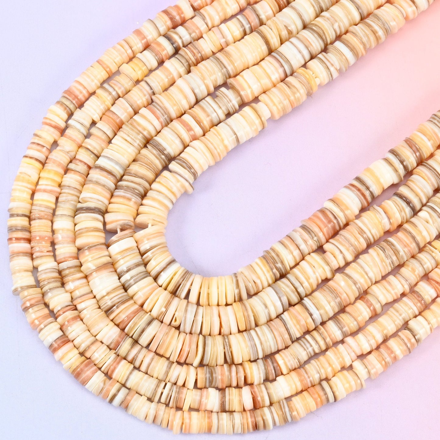 Natural Shell Round Disc Spacer Beads, 15 inch strand