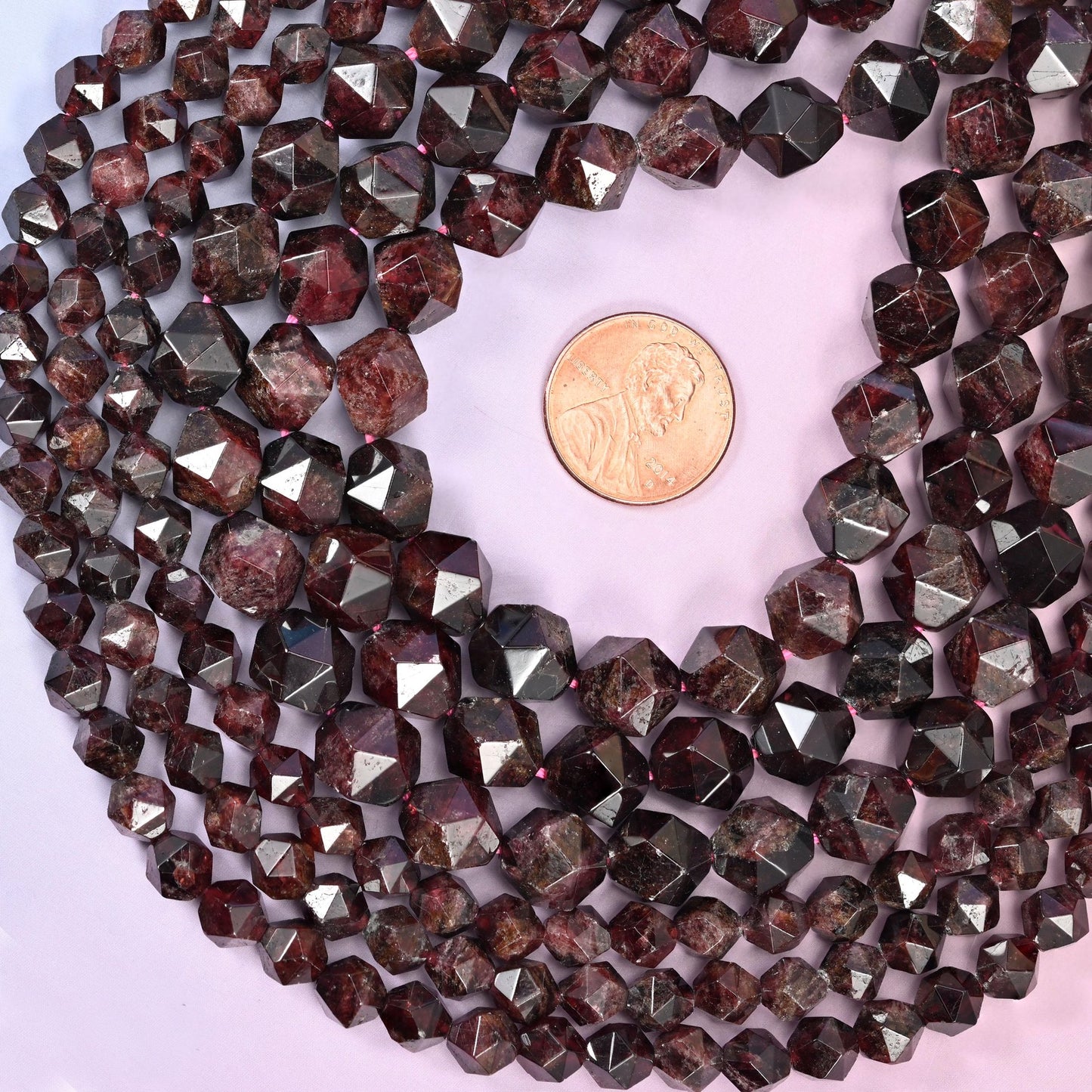 Red Garnet Faceted Diamond Star Cut Beads, sold per 15.5 inch strand