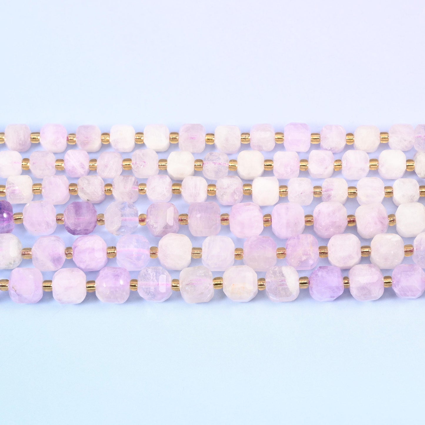 Purple Jade beads in creamy white washed with soft lilac and violet
