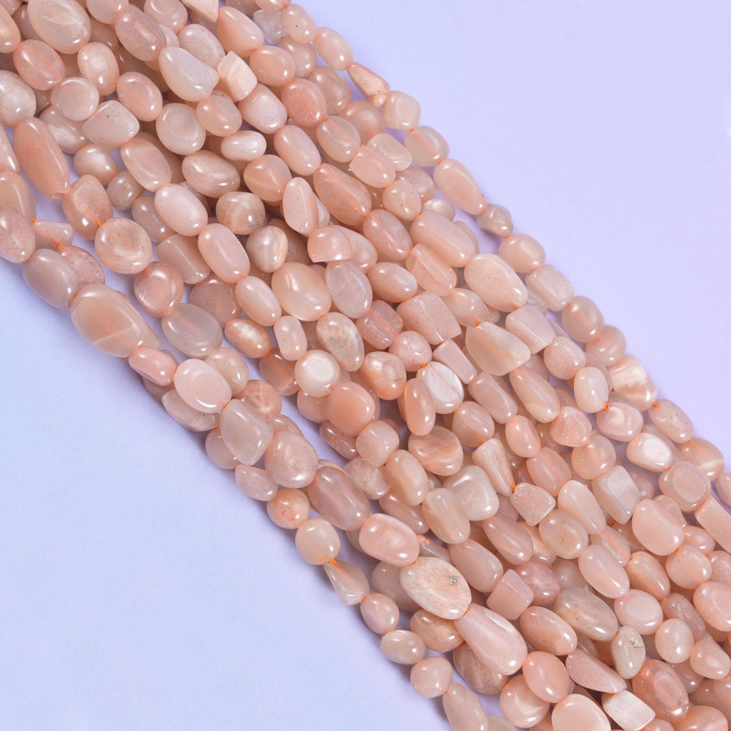 Peach moonstone nuggets in warm apricot and cream