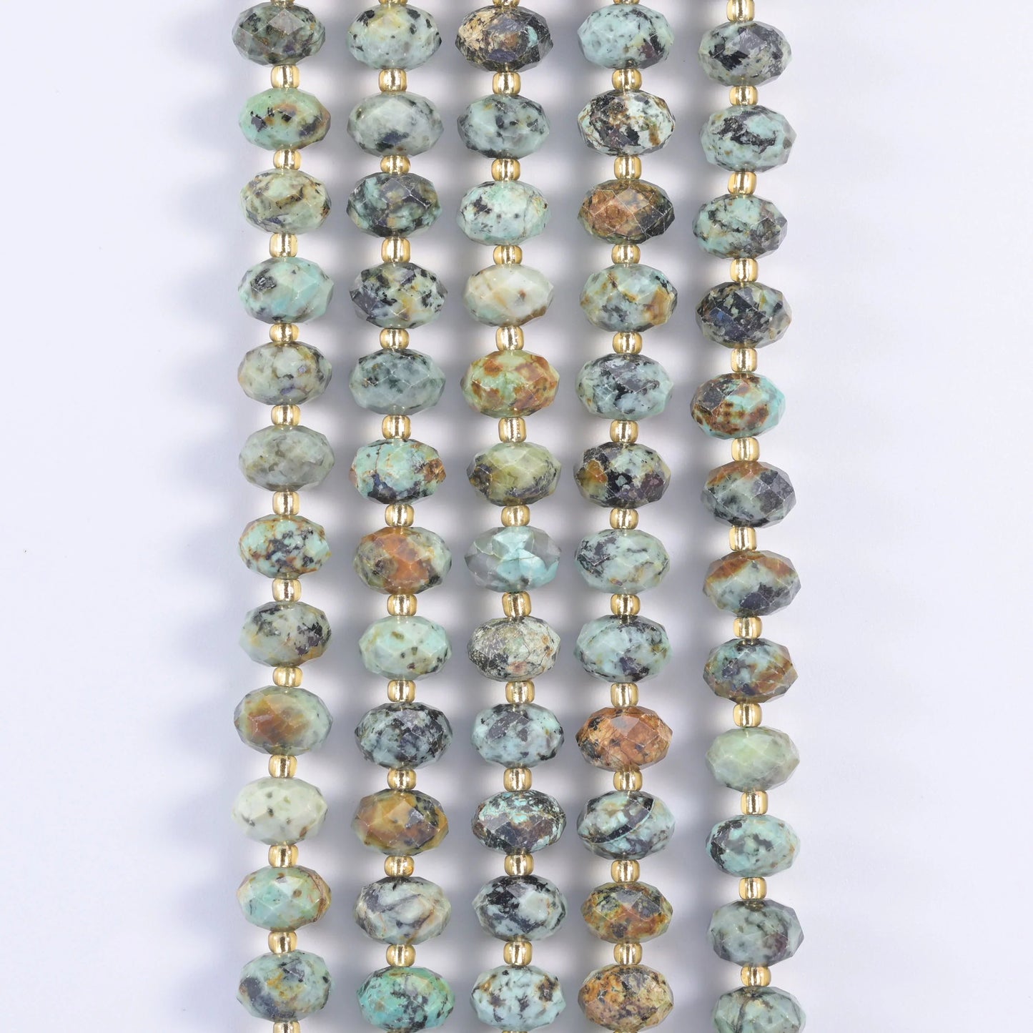 Natural gemstone faceted rondelle beads, approximately 42 beads per strand