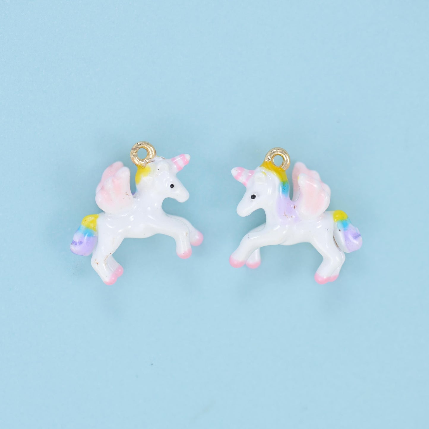 Enamel Unicorn Charm 19x15mm, 9.0mm thick