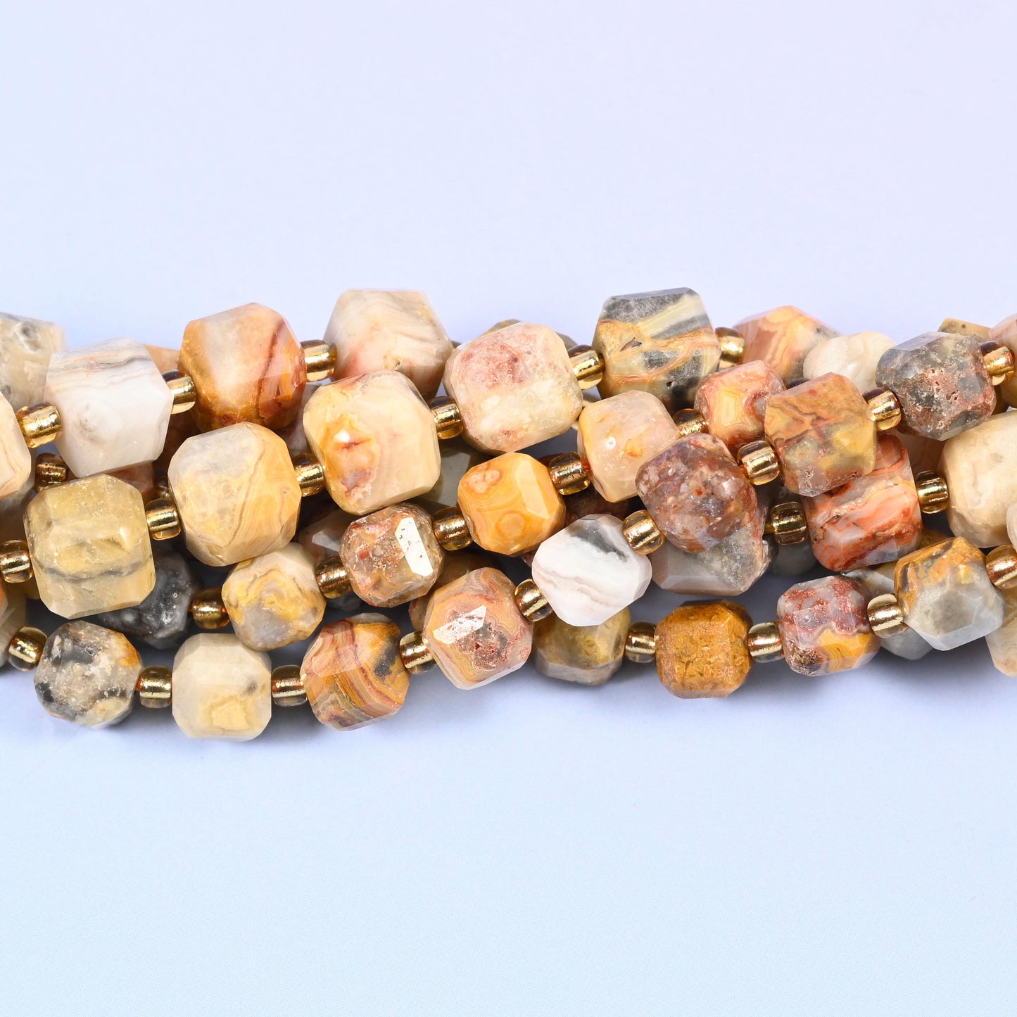 Crazy Agate Faceted Cube Beads, sold per 15 inch strand