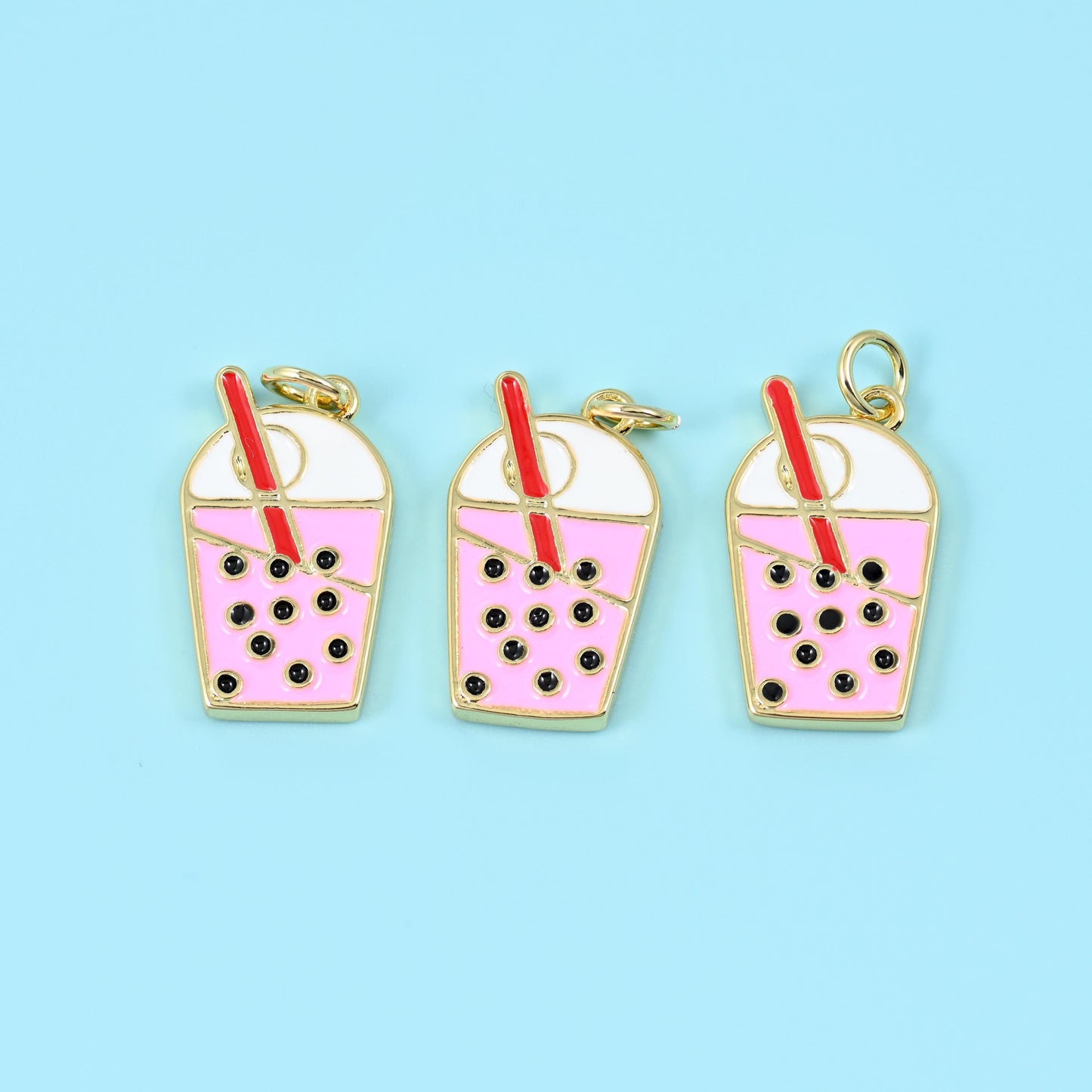 Enamel boba milk tea charm, 2.21mm thick