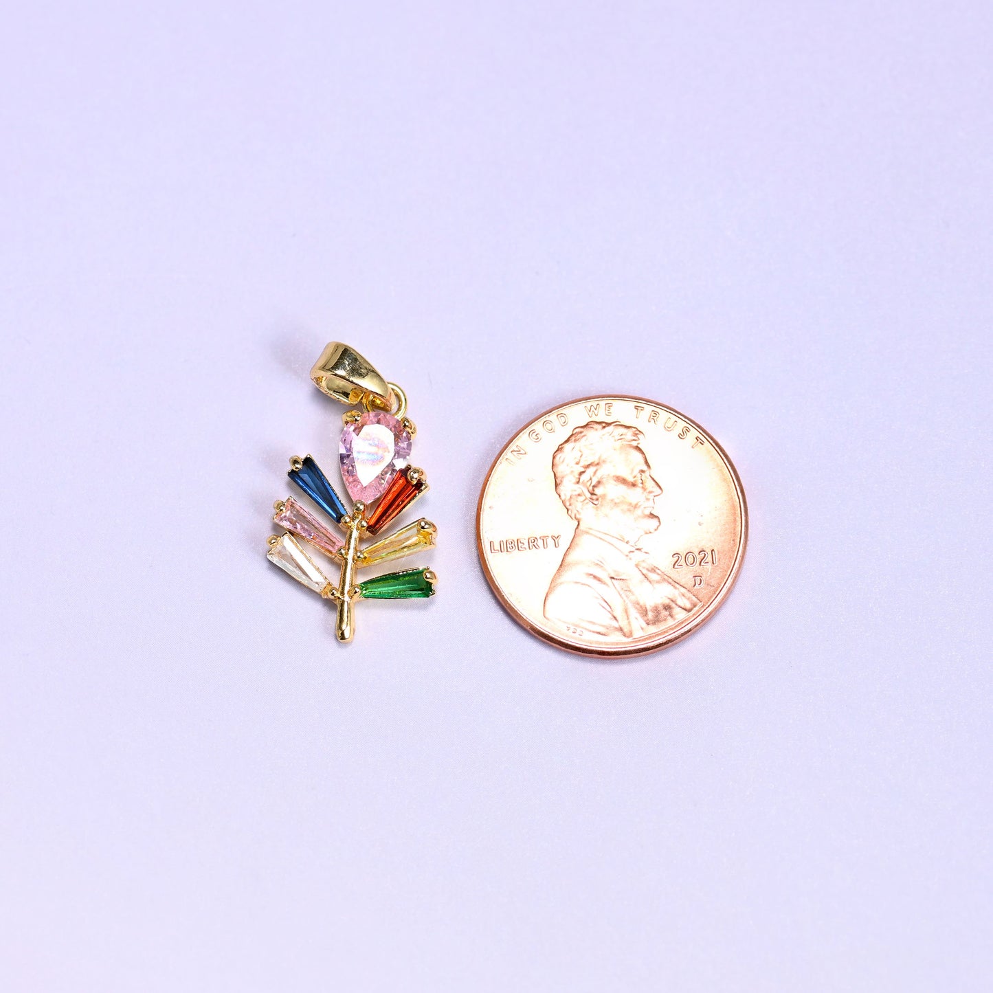 Multicolor Leaf Zircon Charms: 18K Gold Filled Pendants, Jewelry Making Supply
