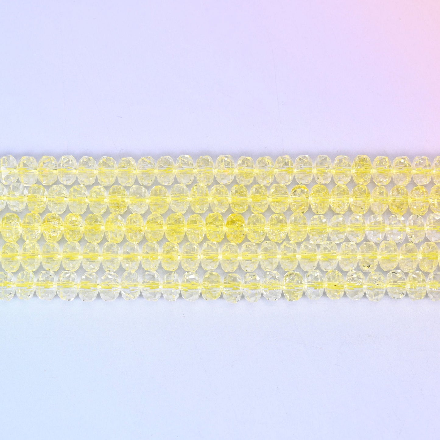 Transparent Yellow Faceted Rondelle Glass Beads, 15 inch strand