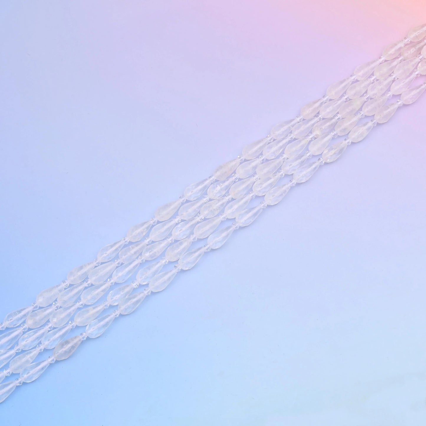 Faceted teardrop cut Clear Quartz beads for jewellery making
