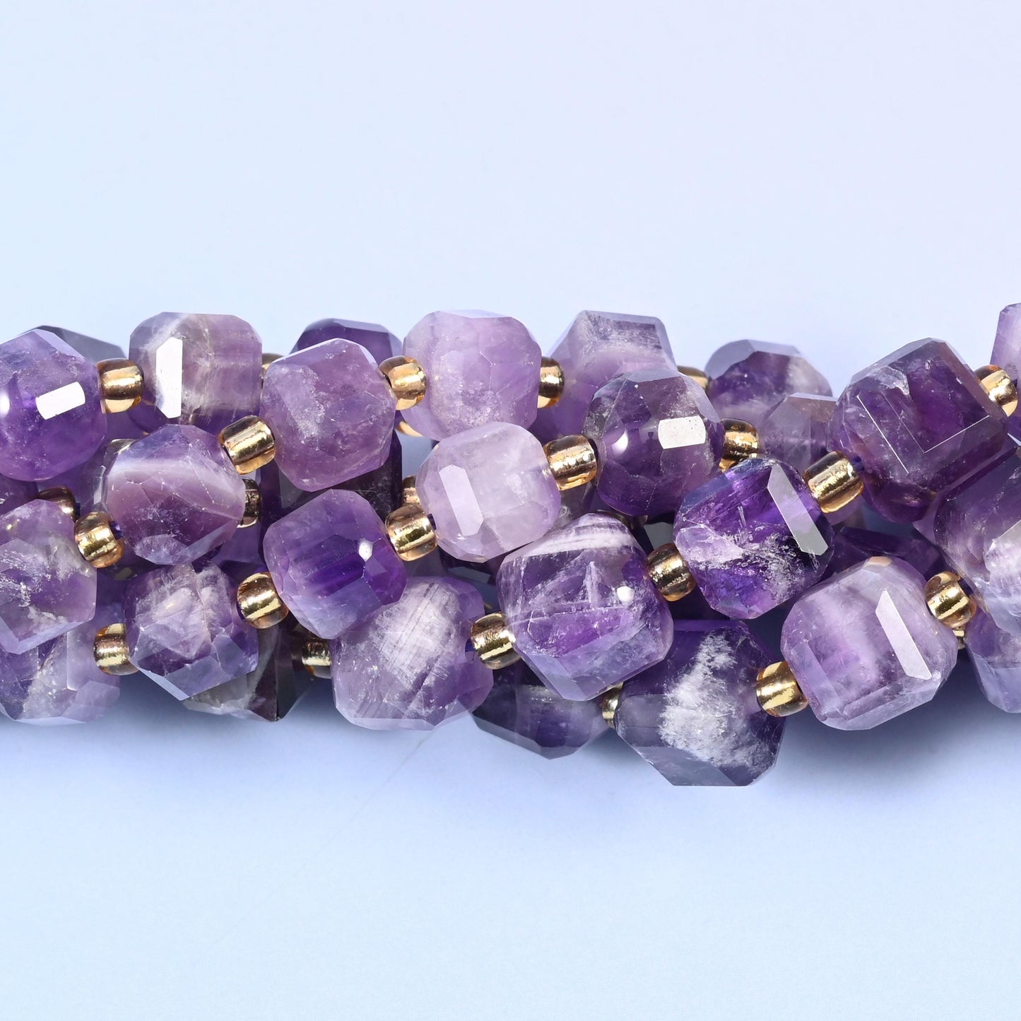 Chevron Amethyst Faceted Cube Beads 6mm 8mm, 6mm approximately 43 beads / 8mm approximately 38 beads