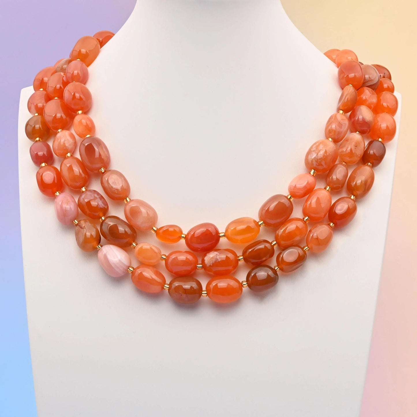 Carnelian beads, oval egg shape, 10-17mm