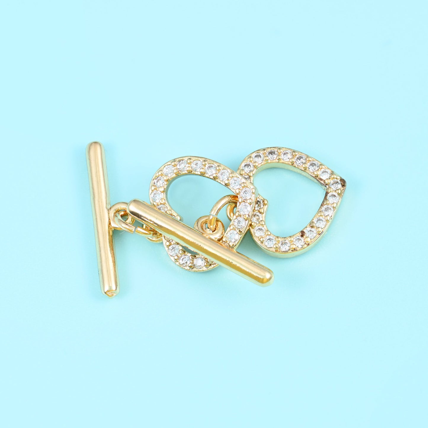 18K gold filled heart zircon toggle clasp, lead free and nickel free