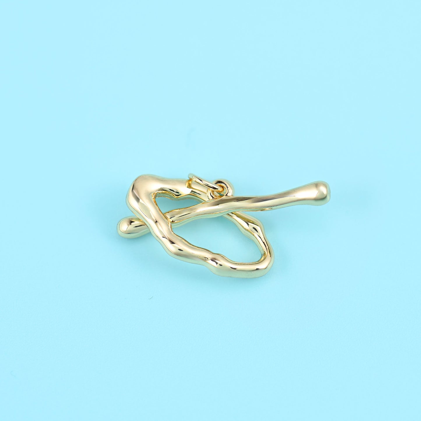 18K Gold Filled Freeform Toggle Lock Clasps for DIY Jewelry Making Supply