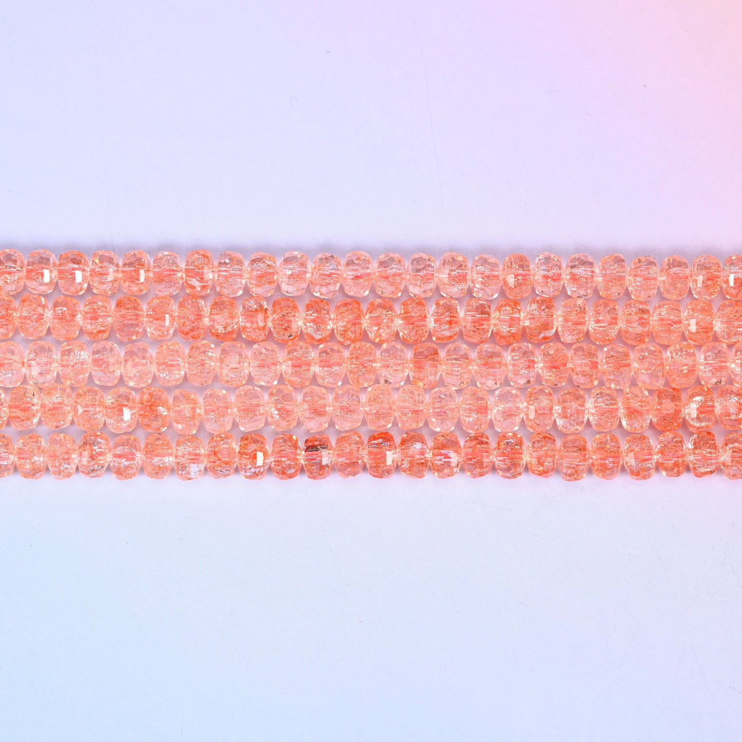 Transparent Orange Faceted Rondelle Glass Beads: Size 5x8mm, Jewelry Making Supply