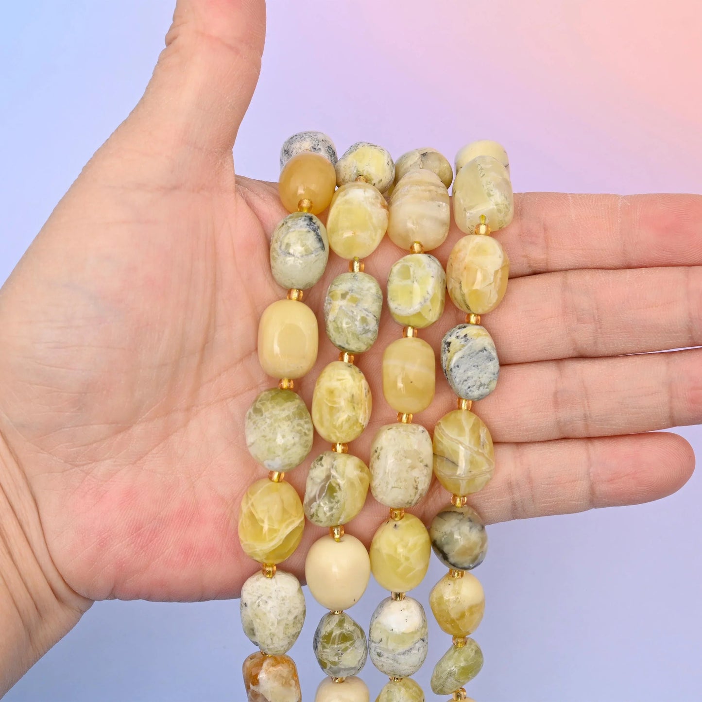 Yellow Opal oval nugget beads, 10-17mm