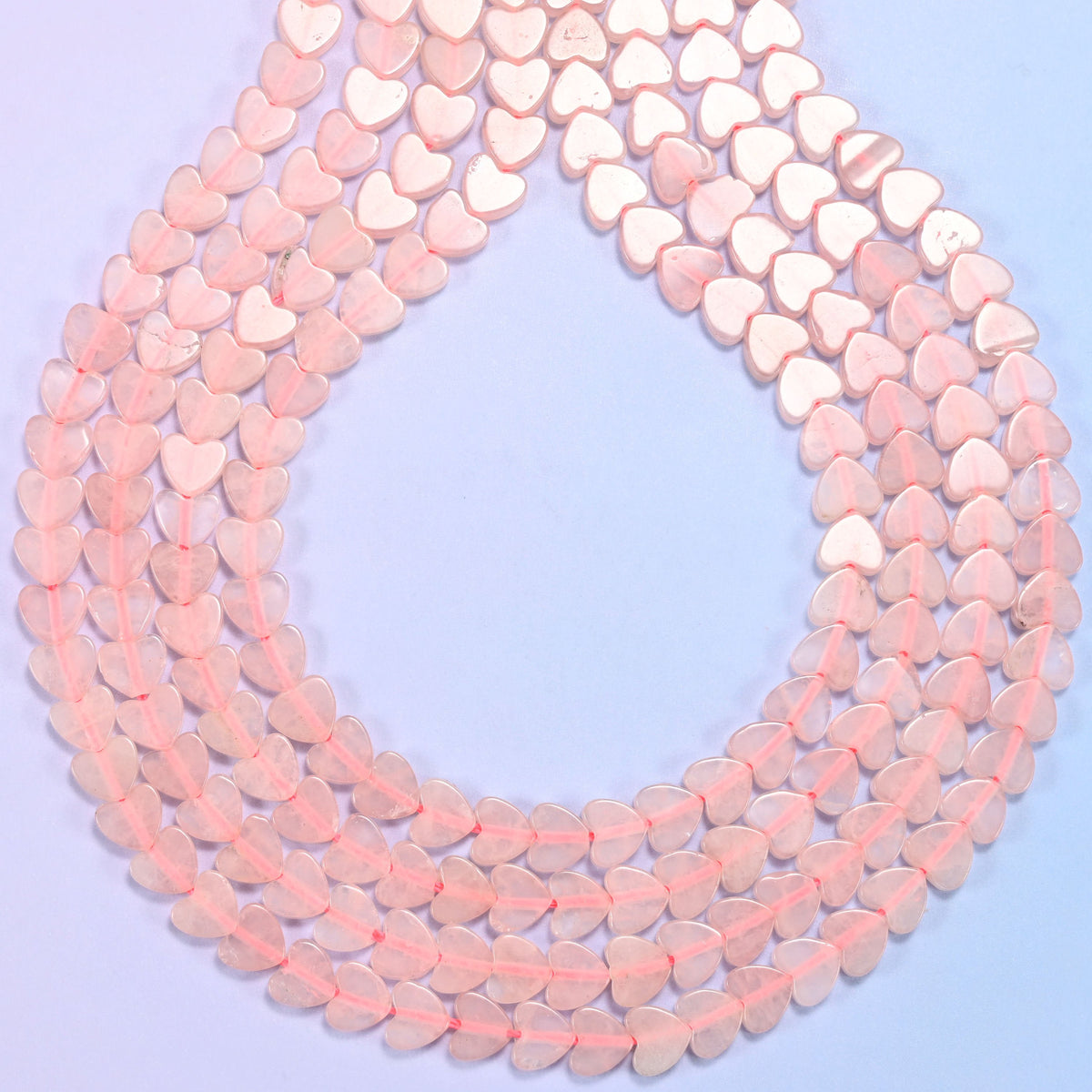 Rose Quartz Flat Heart Beads, hole 0.8mm