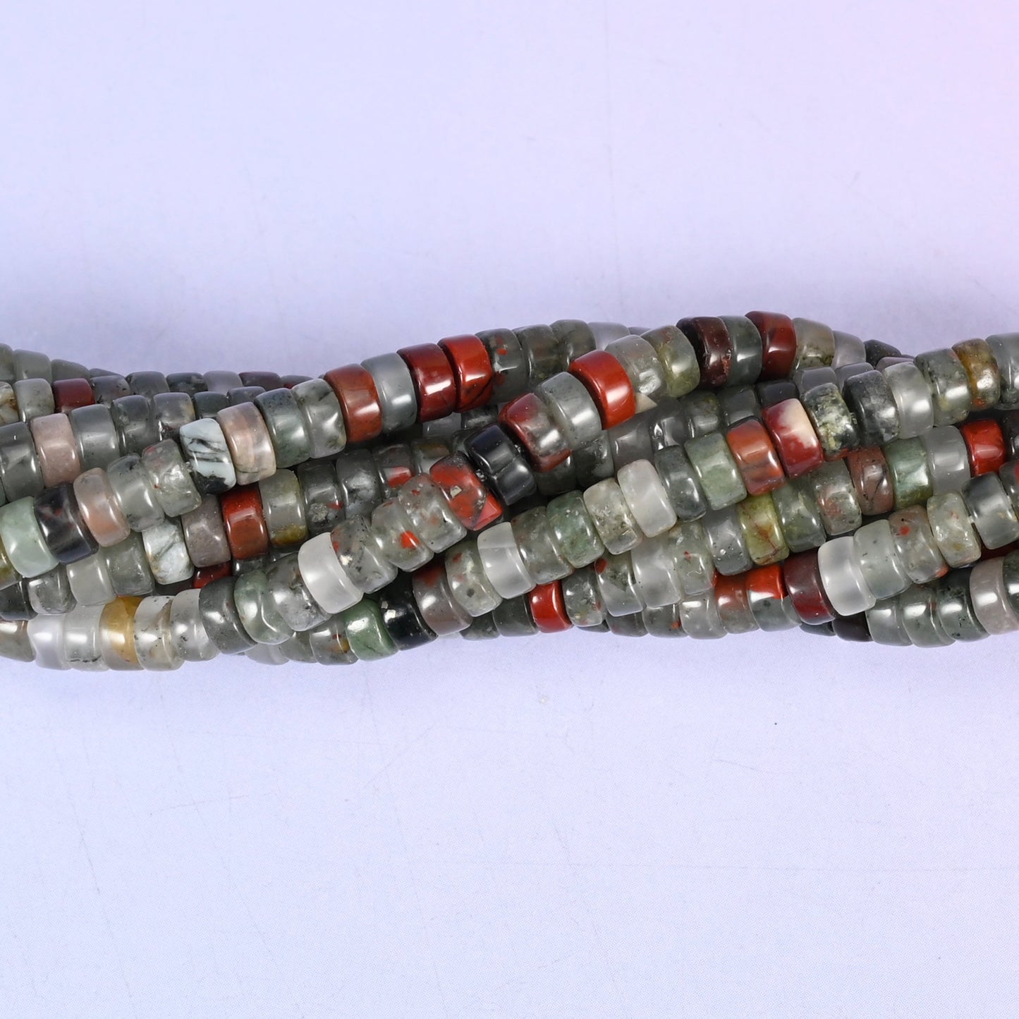 African Bloodstone Smooth Heishi Disc Beads: Jewelry Making Supply, 15.5 Inch Strand