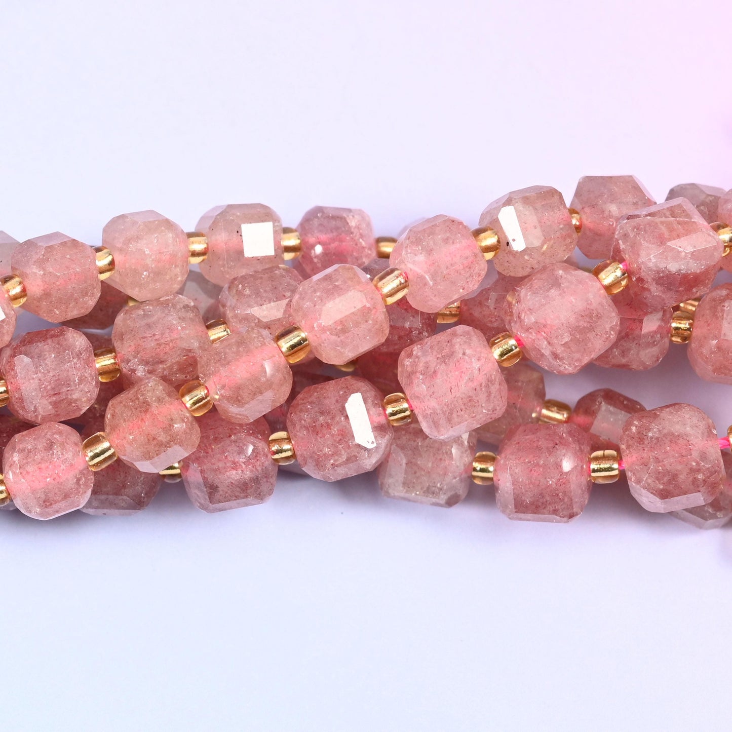 Strawberry Quartz Faceted Cube Beads, 6mm approximately 43 beads / 8mm approximately 38 beads