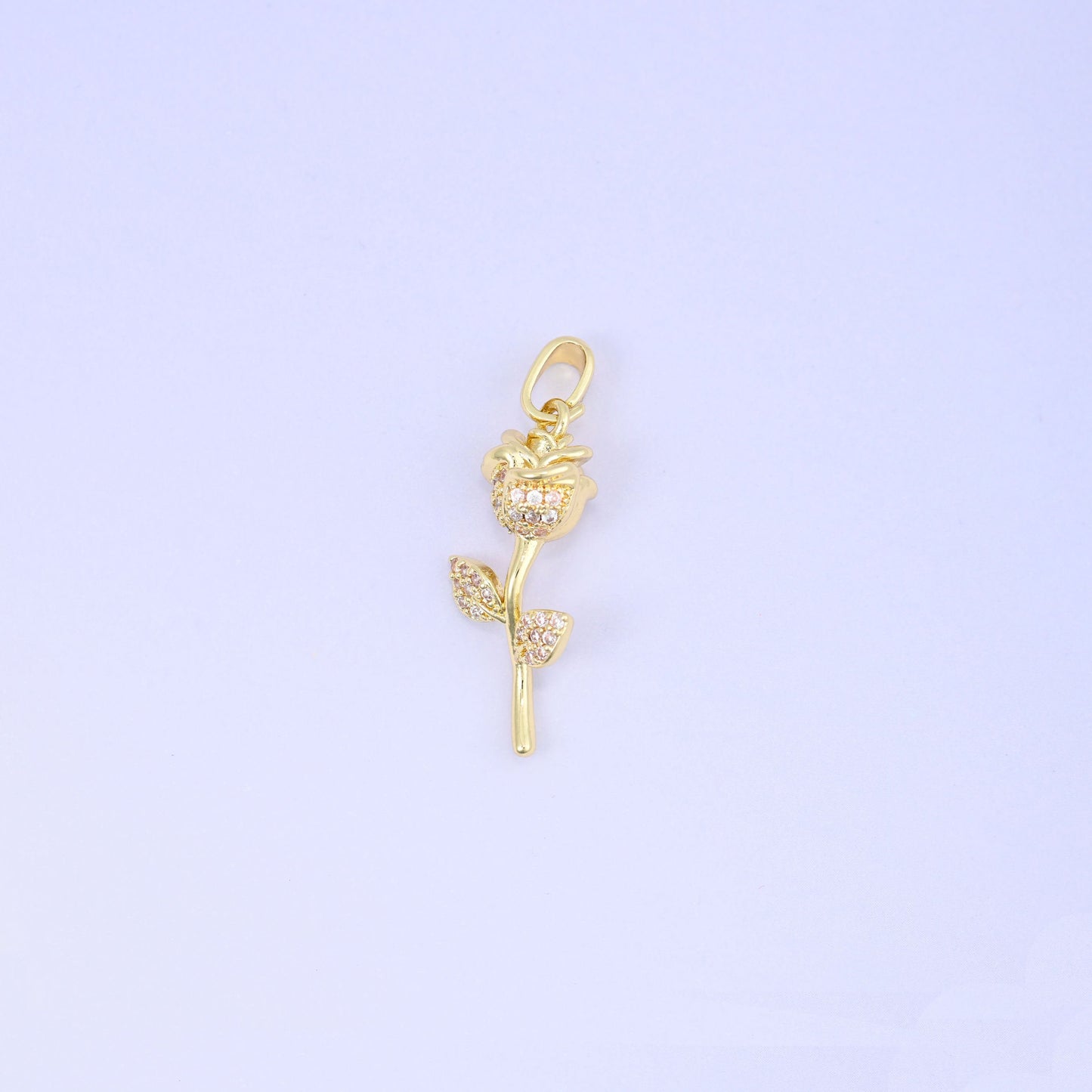18K Gold Plated Brass Rose Charm Pendant