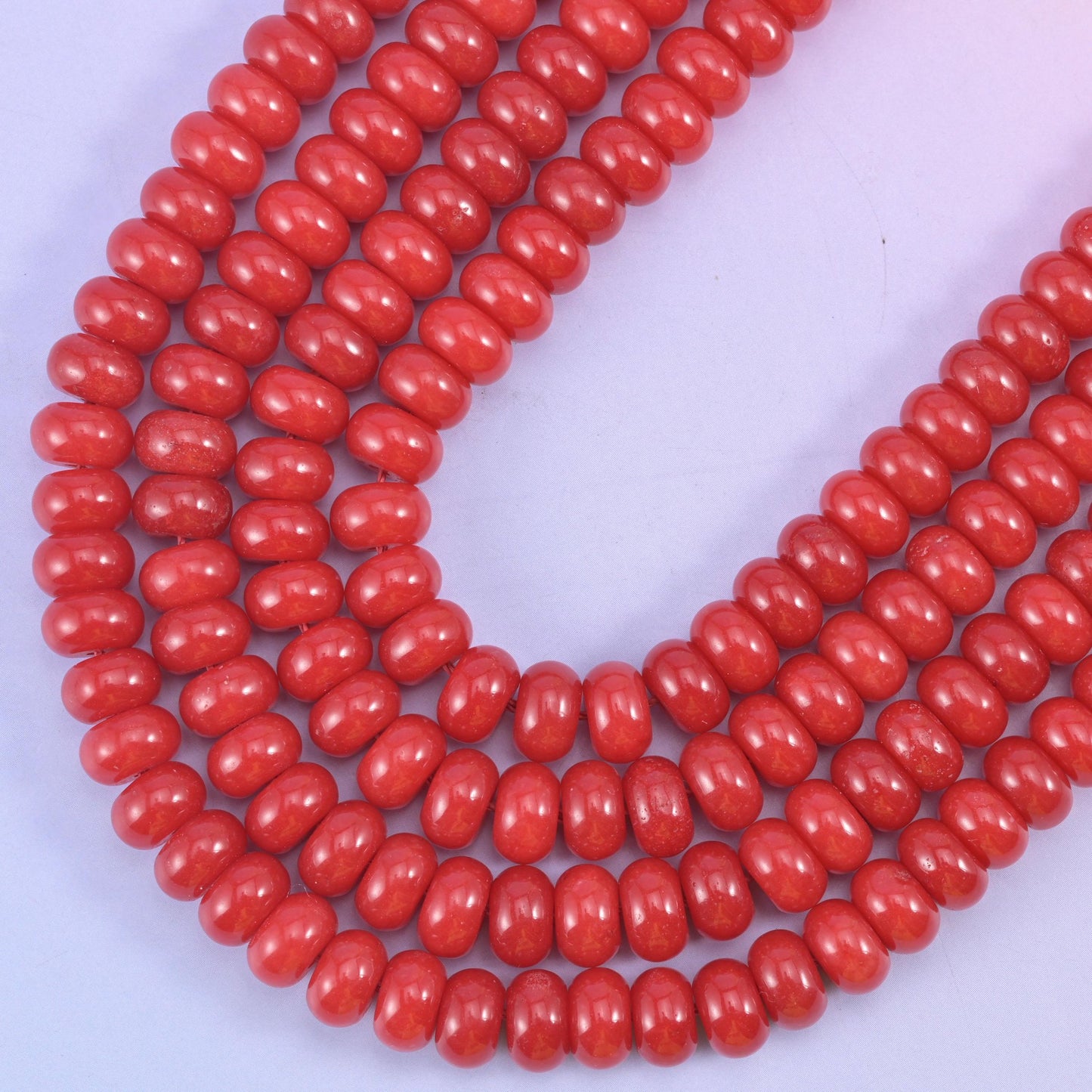 Red Dyed Jade rondelle beads, center-drilled 1.0mm hole