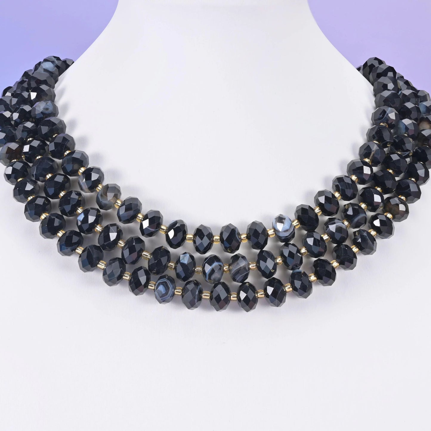 Black Stripe Agate beads, faceted rondelle, 6 x 10mm