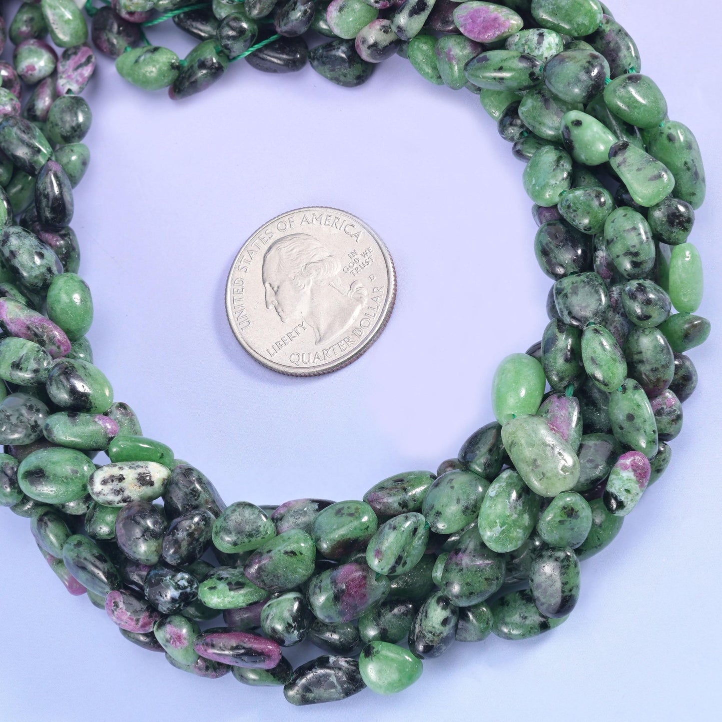 Ruby zoisite pebble nugget beads, 1.0mm drill hole