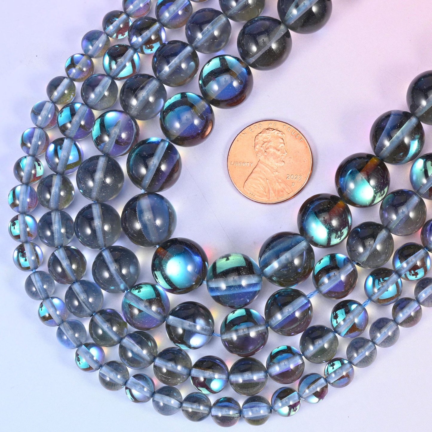 Round cut glass beads