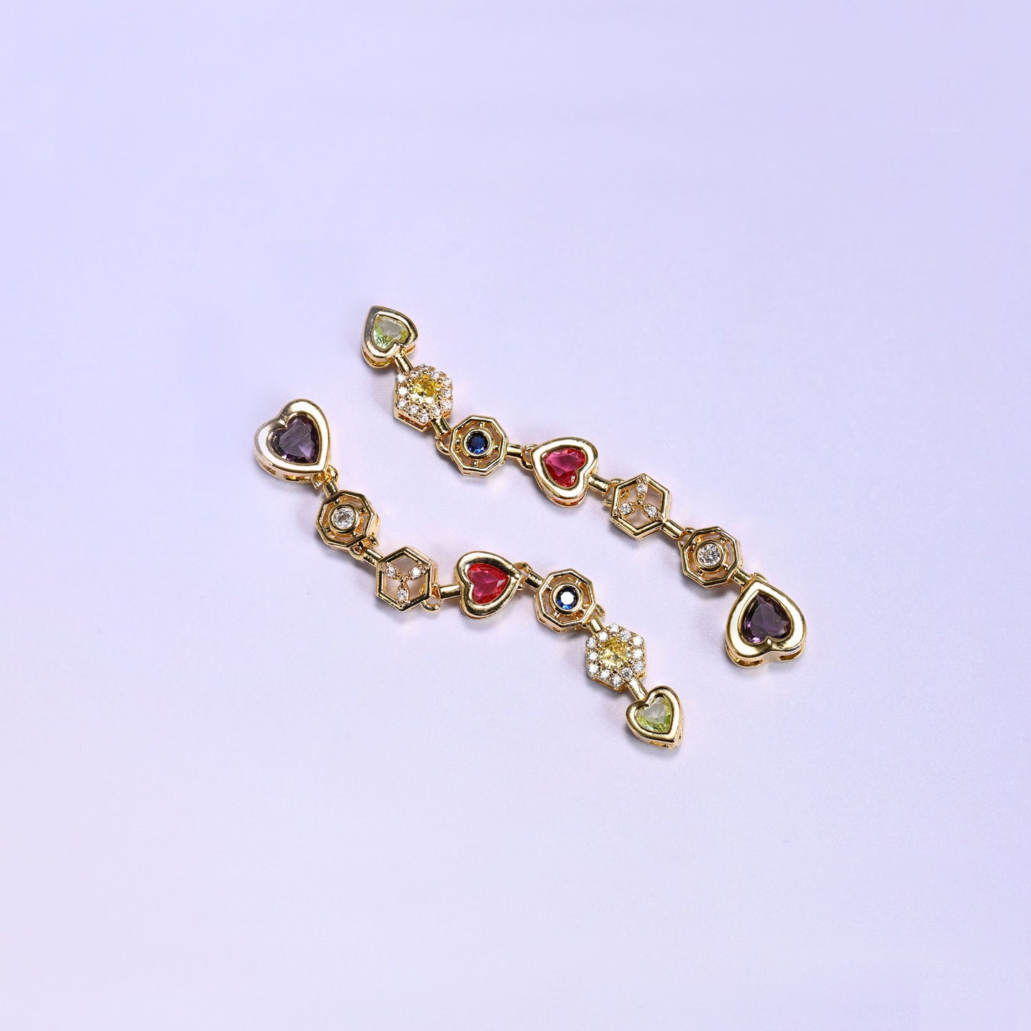 Purple Heart Multicolor Zircon Pendants: 18K Gold Filled Charms, Jewelry Making Supply