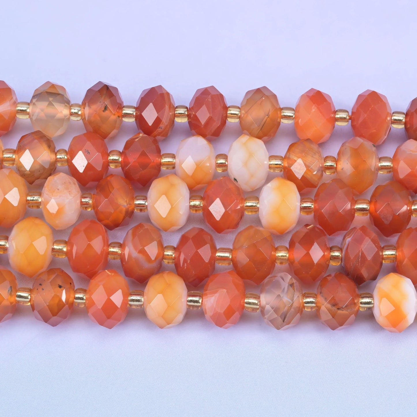Dyed Red Stripe Agate Faceted Rondelle Beads, 15.5 inch strand