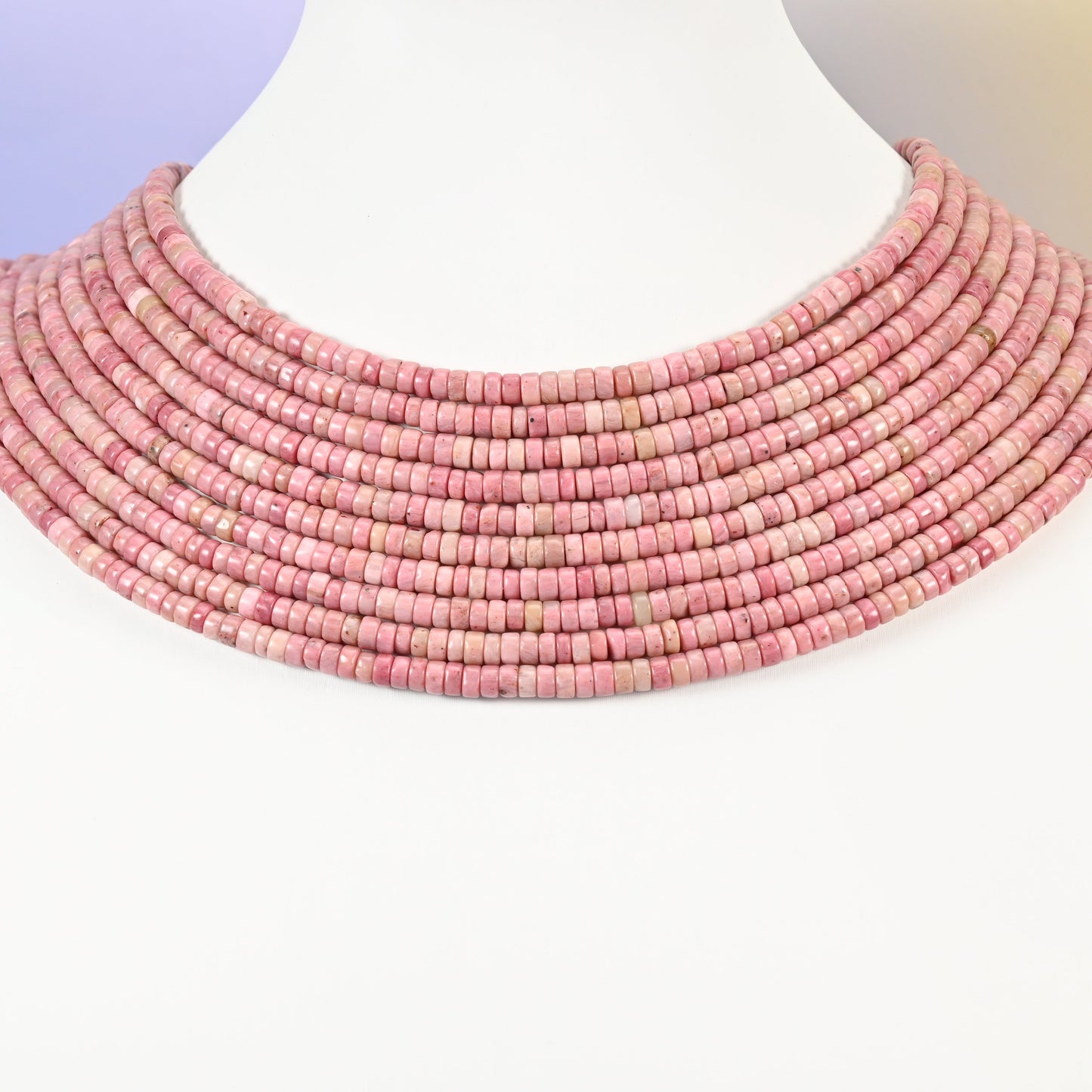 Pink Rhodonite beads, heishi disc shape, 2x4mm.