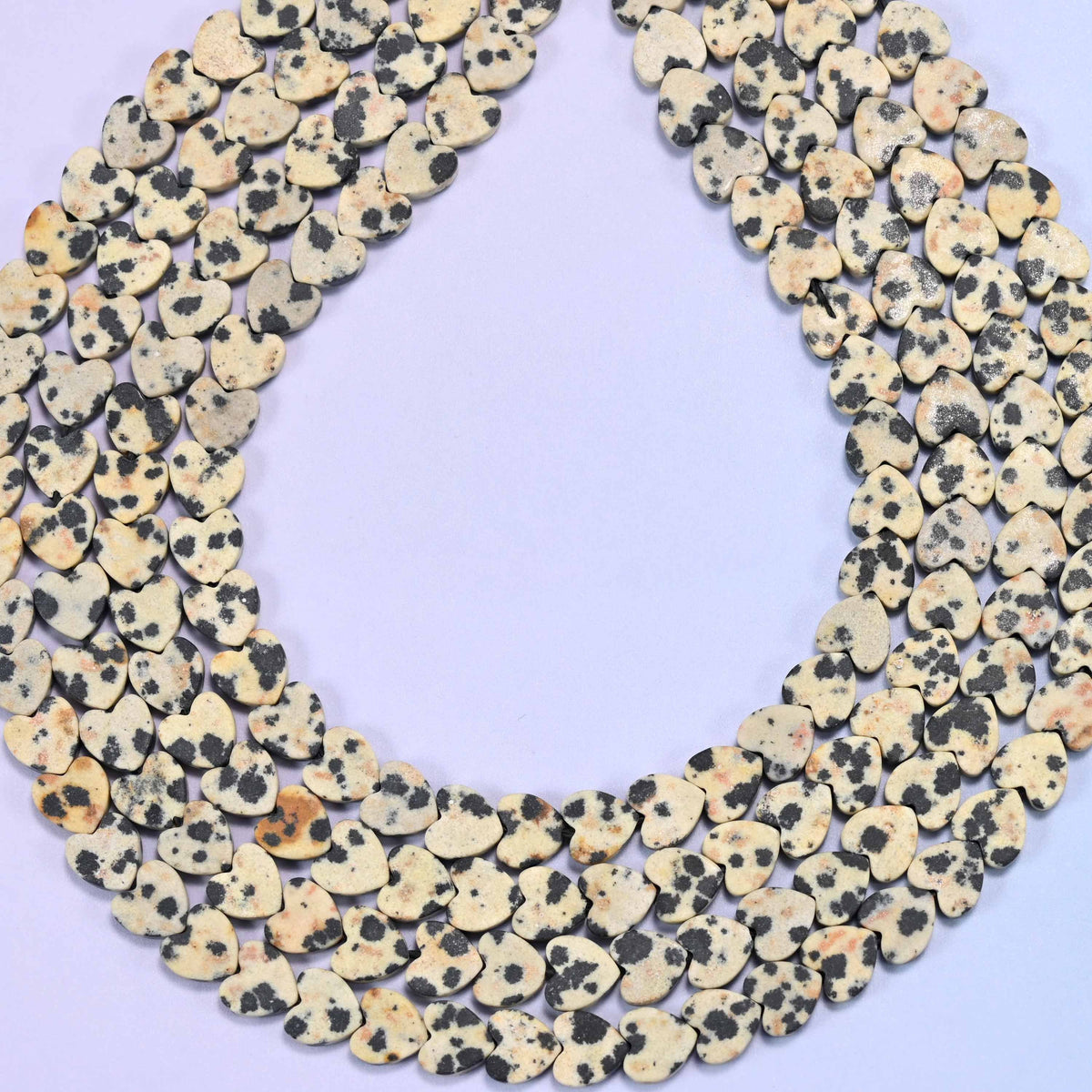Flat heart cut dalmatian jasper beads