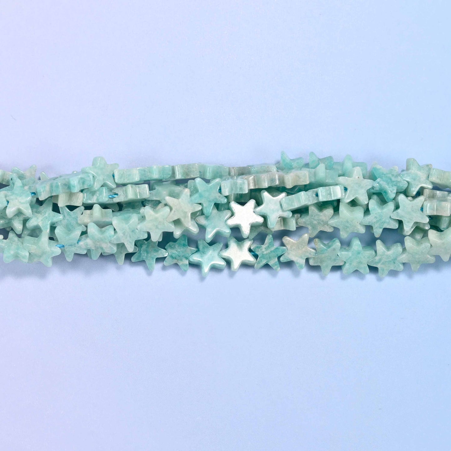Blue Amazonite Flat Star Beads: Size 6mm, Jewelry Making, 15 Inch Strand