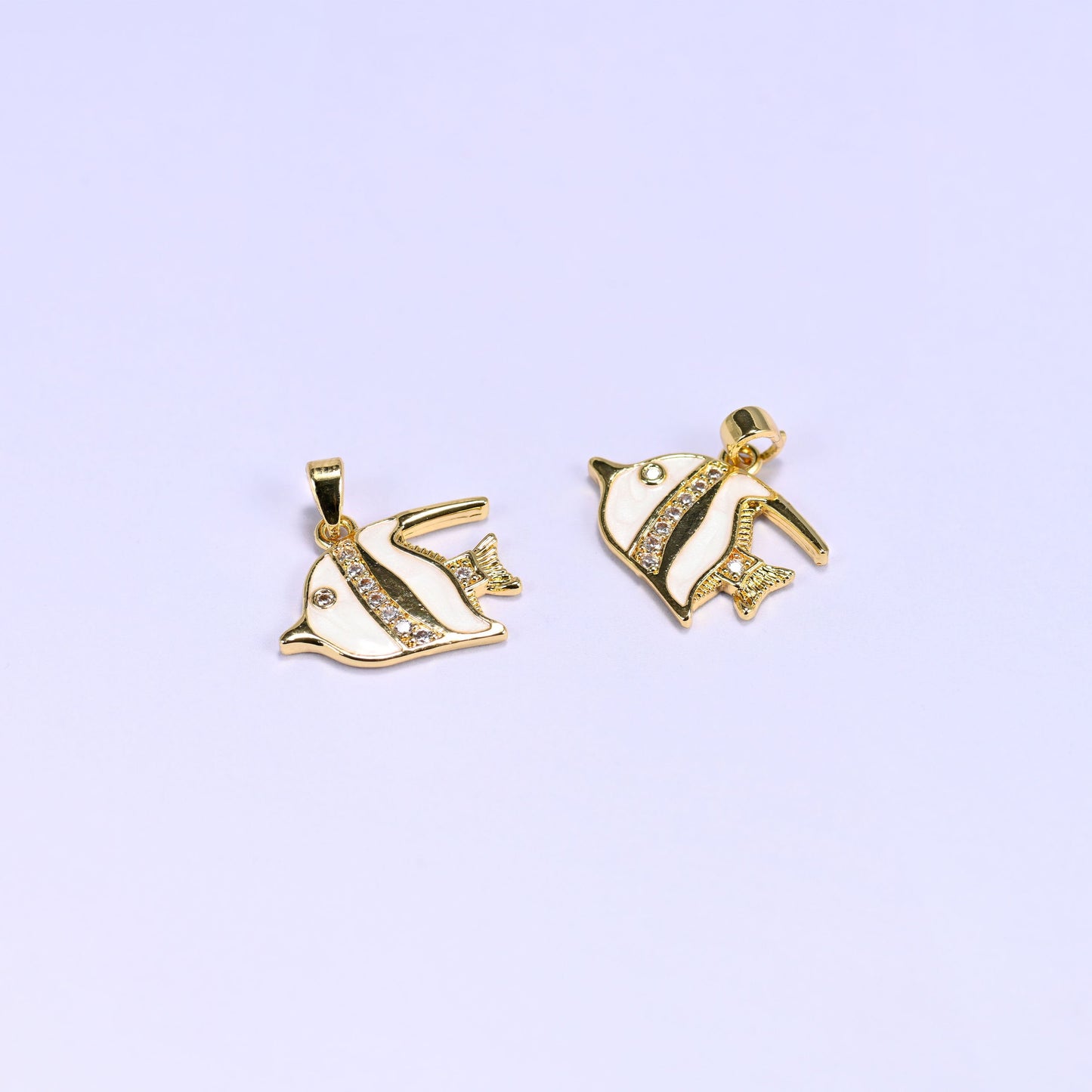 White Tropical Fish Zircon Charms, sold individually