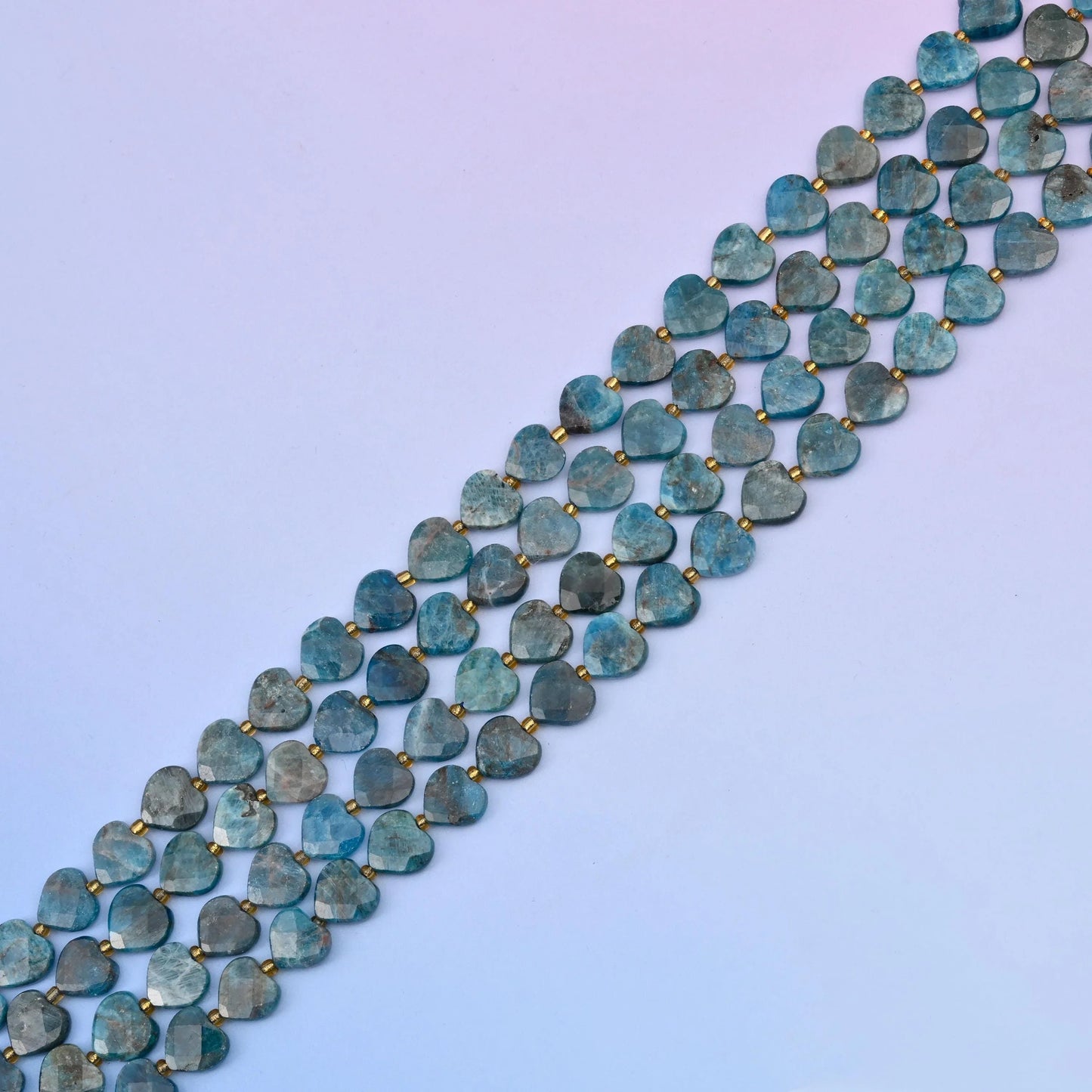 Blue apatite beads in sea-blue and teal tones