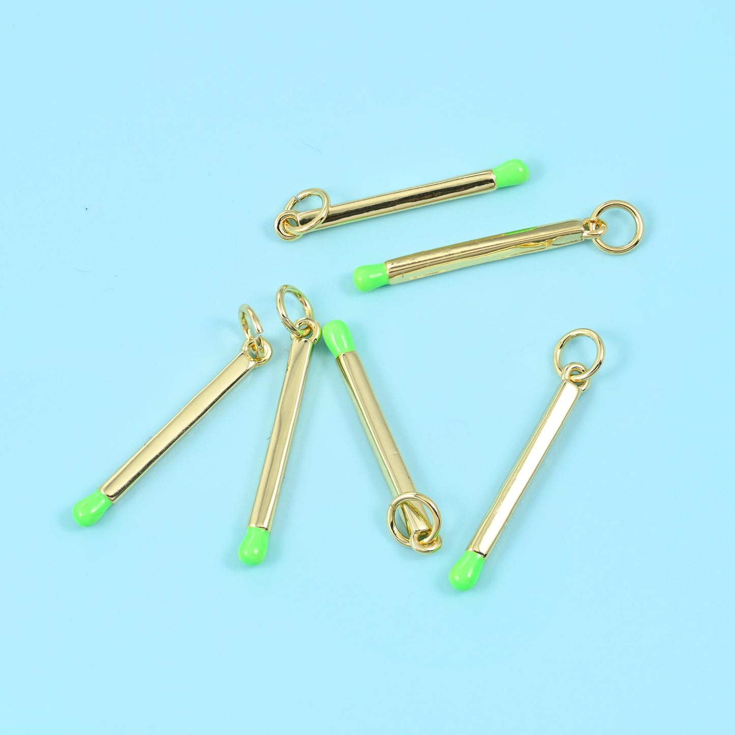 Enamel Matchstick Charm 18K Gold Filled 23x2.25mm, 1 Piece