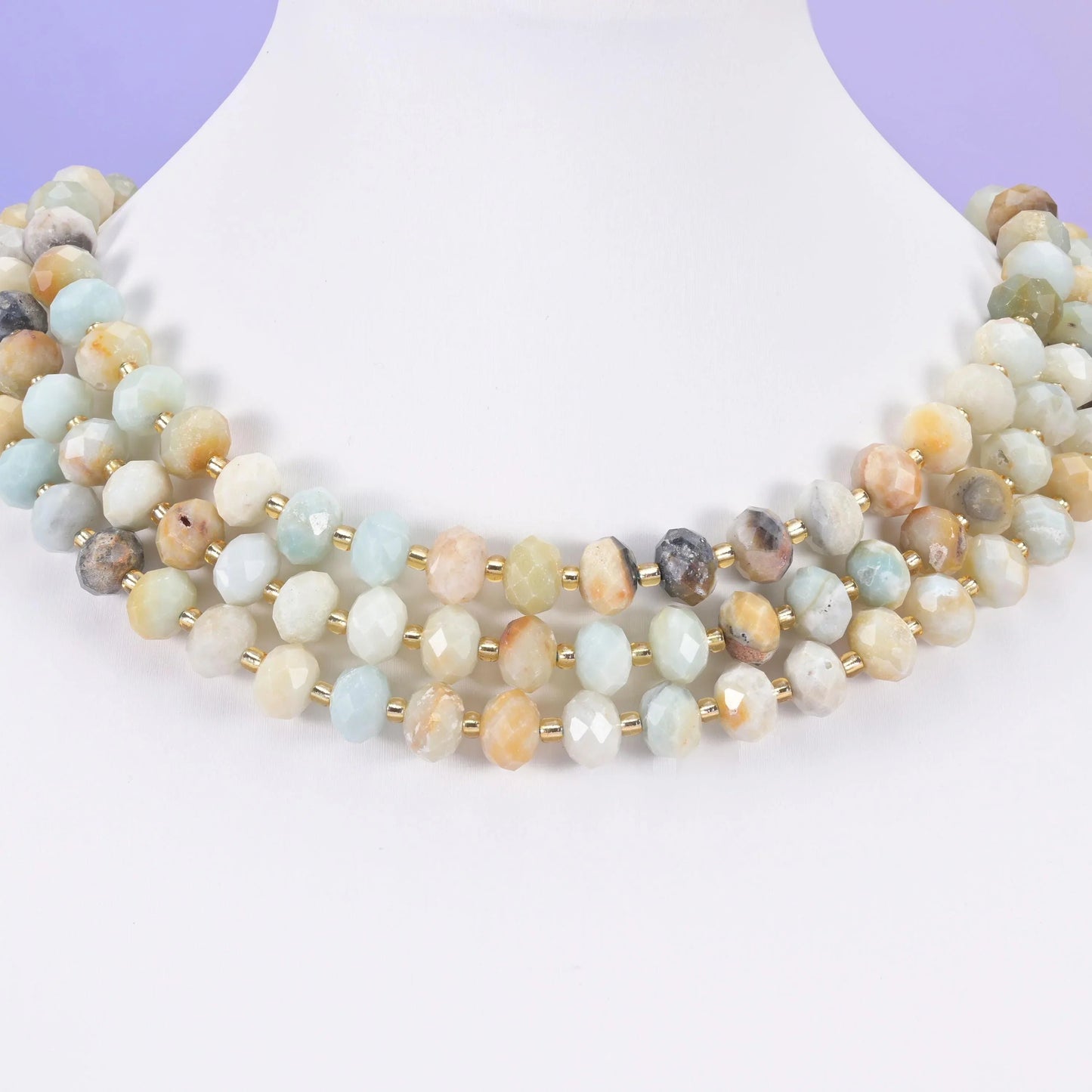 Multi-Color Amazonite beads, faceted rondelle, 6 x 10mm