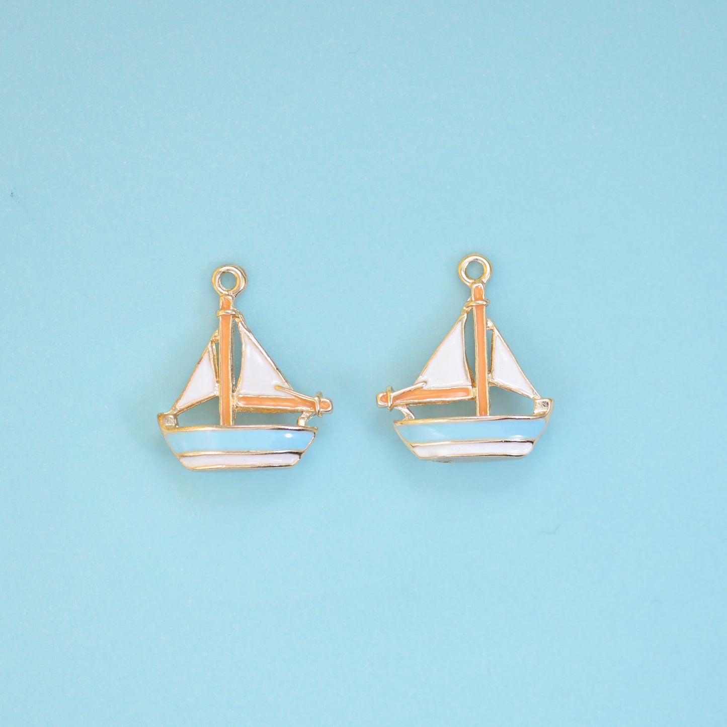 Enamel Sailboat Charm 19x15mm, 6.35mm thick