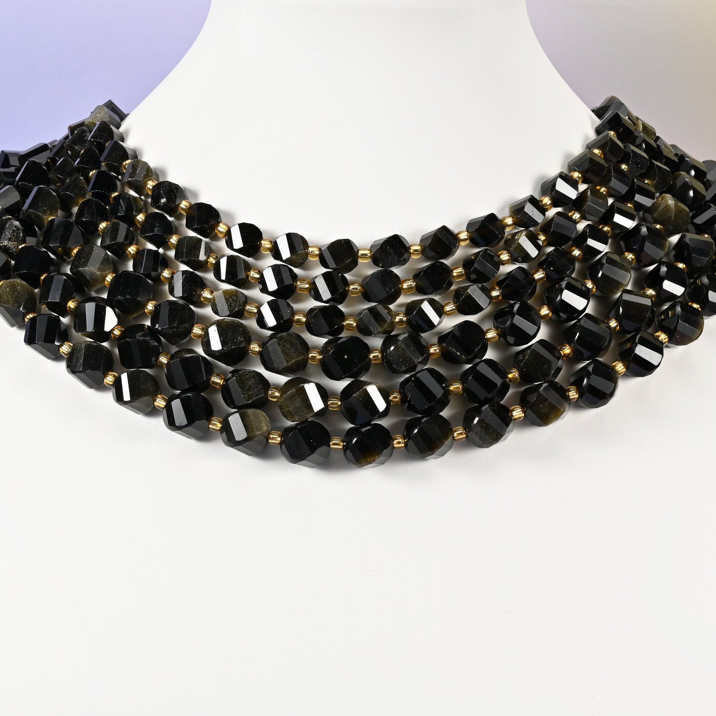 Gold Obsidian beads, spiral twist shape, 8mm and 10mm