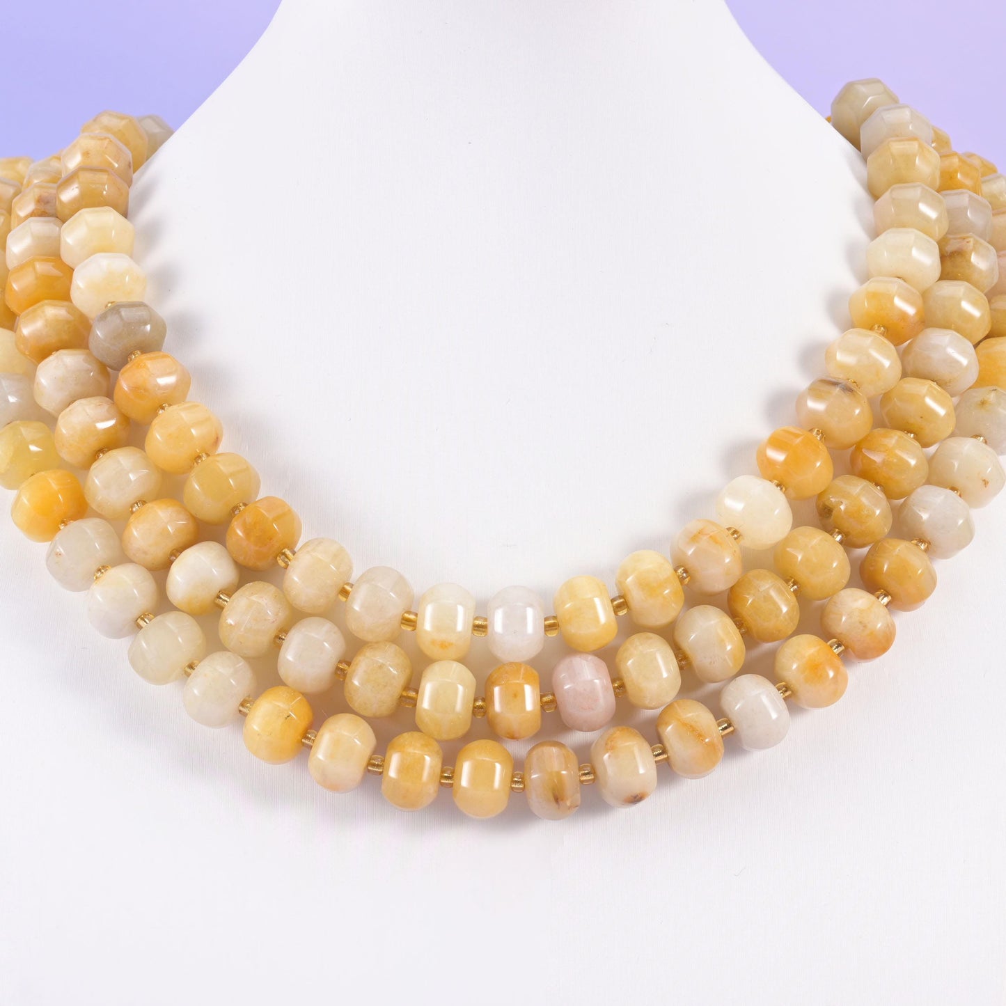 Yellow jade pumpkin beads, smooth rondelle shape, 12x8mm