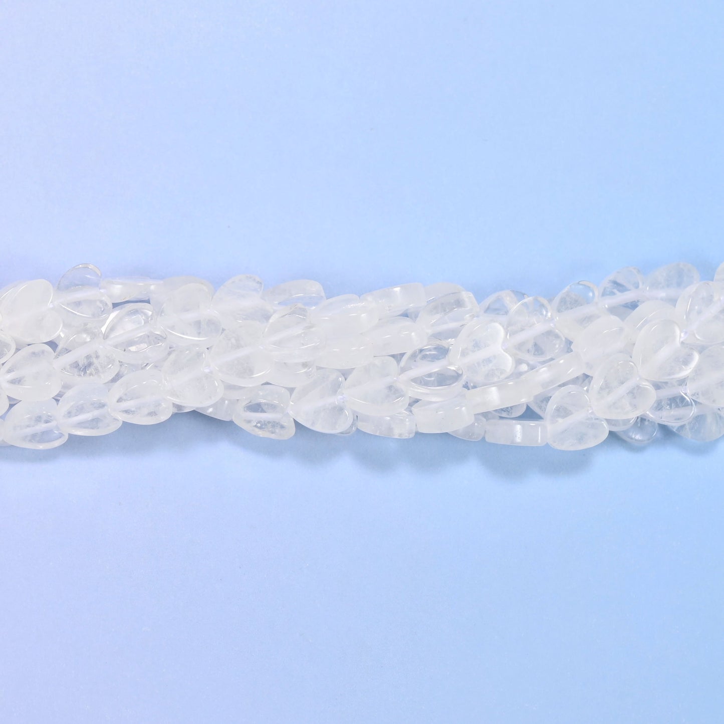 Clear Quartz Flat Heart Beads: Size 6mm, Jewelry Making, 15 Inch Strand