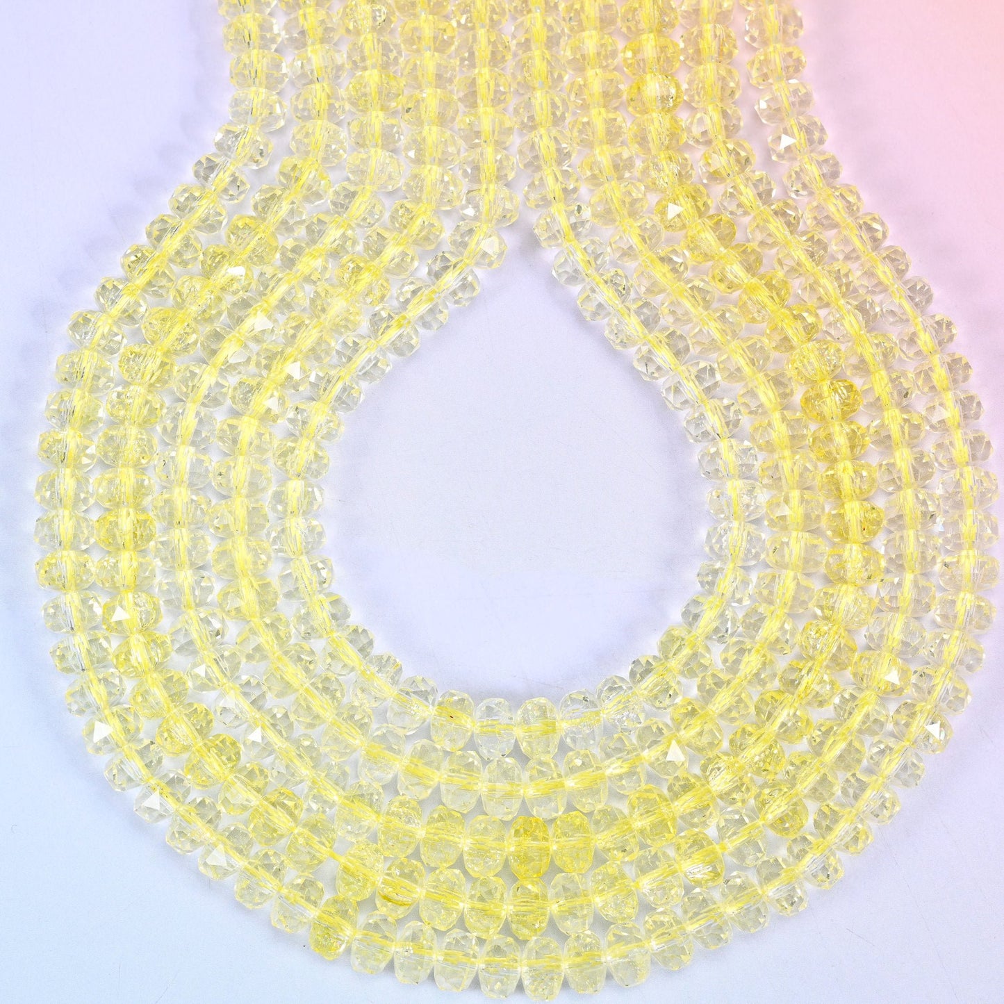 Transparent Yellow Faceted Rondelle Glass Beads, hole approximately 1.2mm