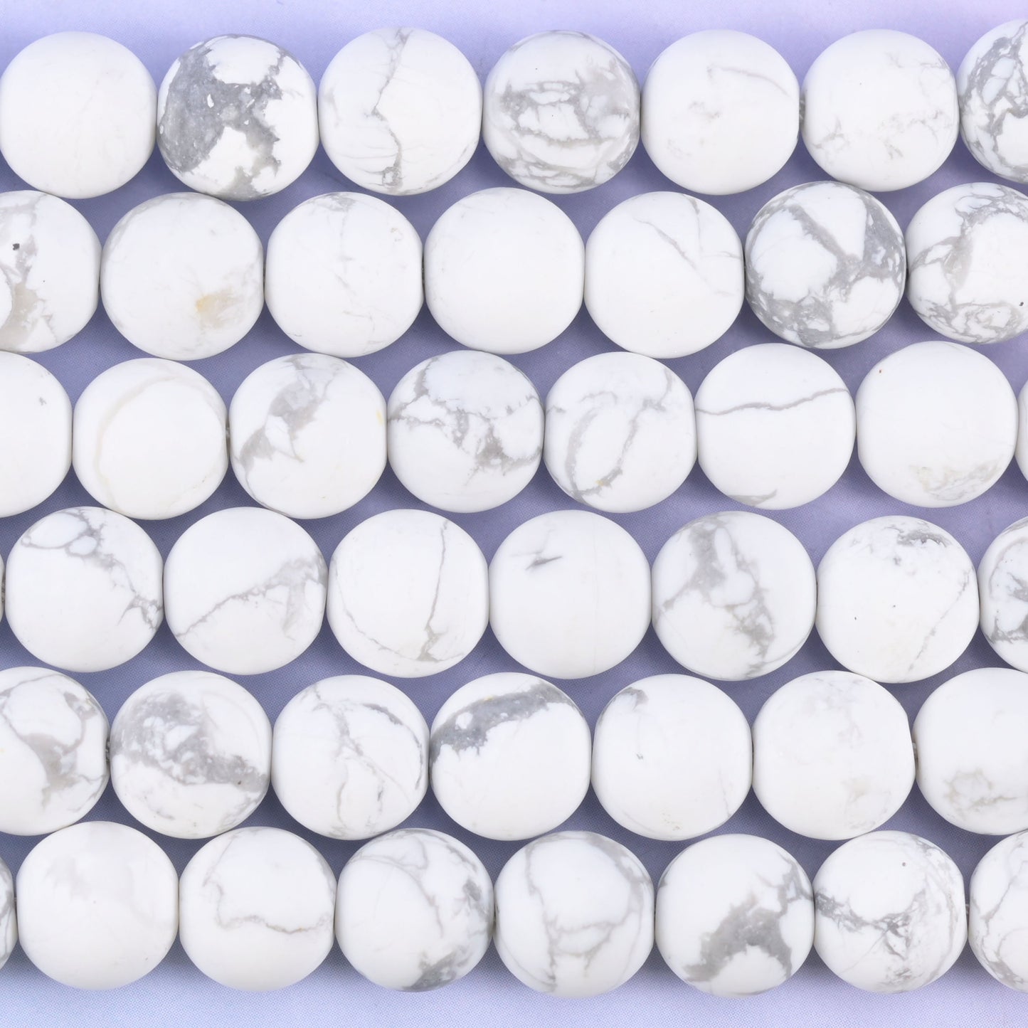 White Howlite Matte Round Beads: Jewelry Making, 15 Inch Strand