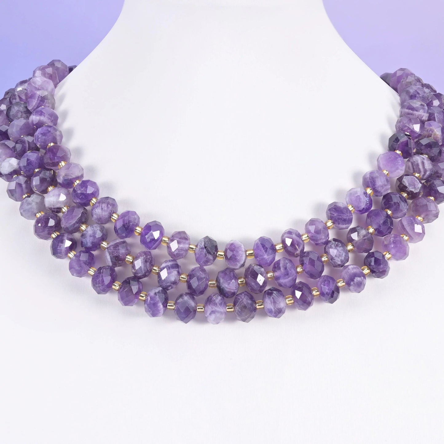 Chevron Amethyst beads, faceted rondelle, 6 x 10mm