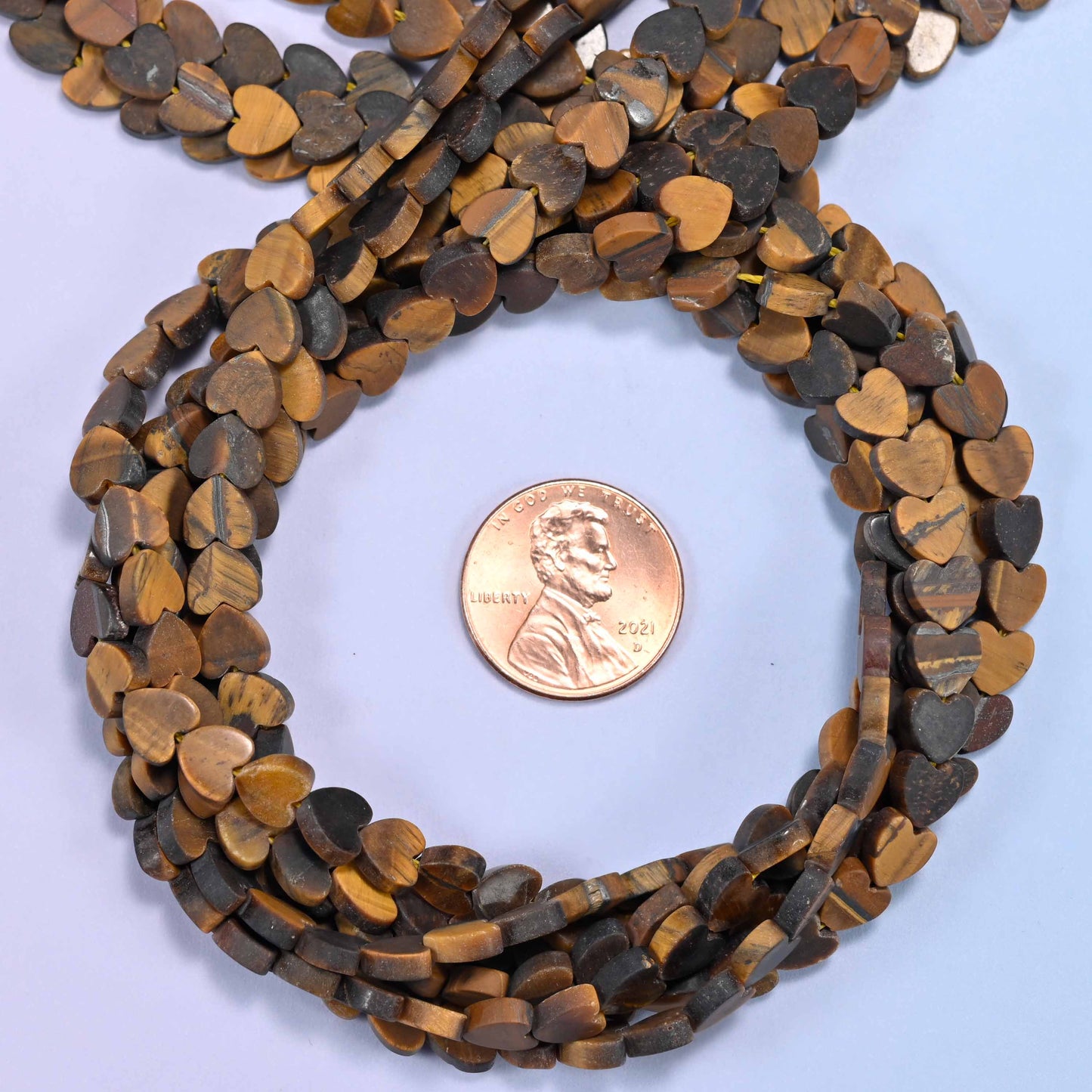Matte Tiger Eye Flat Heart Beads: Size 6mm, Jewelry Making, 15 Inch Strand