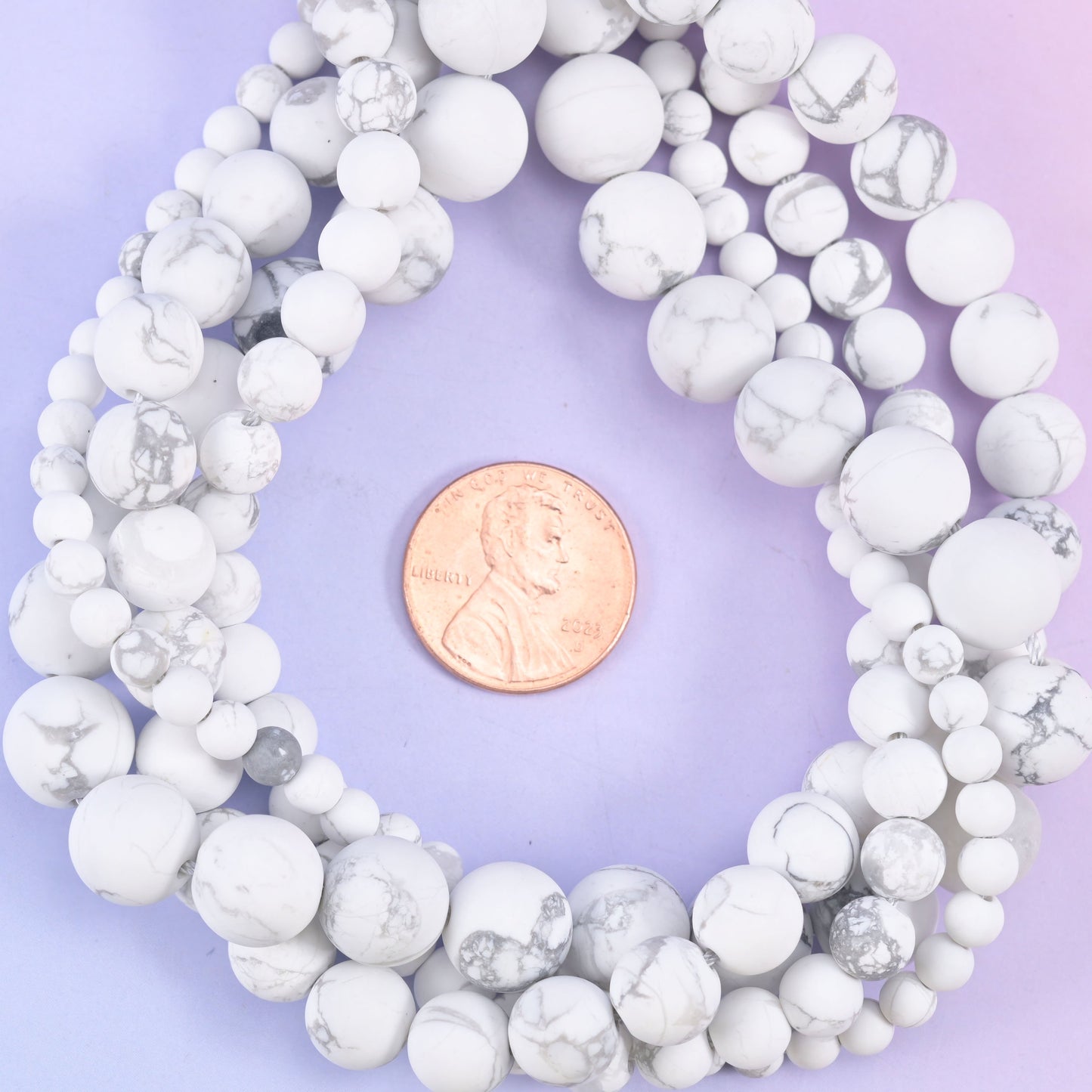White Howlite Matte Round Beads: Jewelry Making, 15 Inch Strand