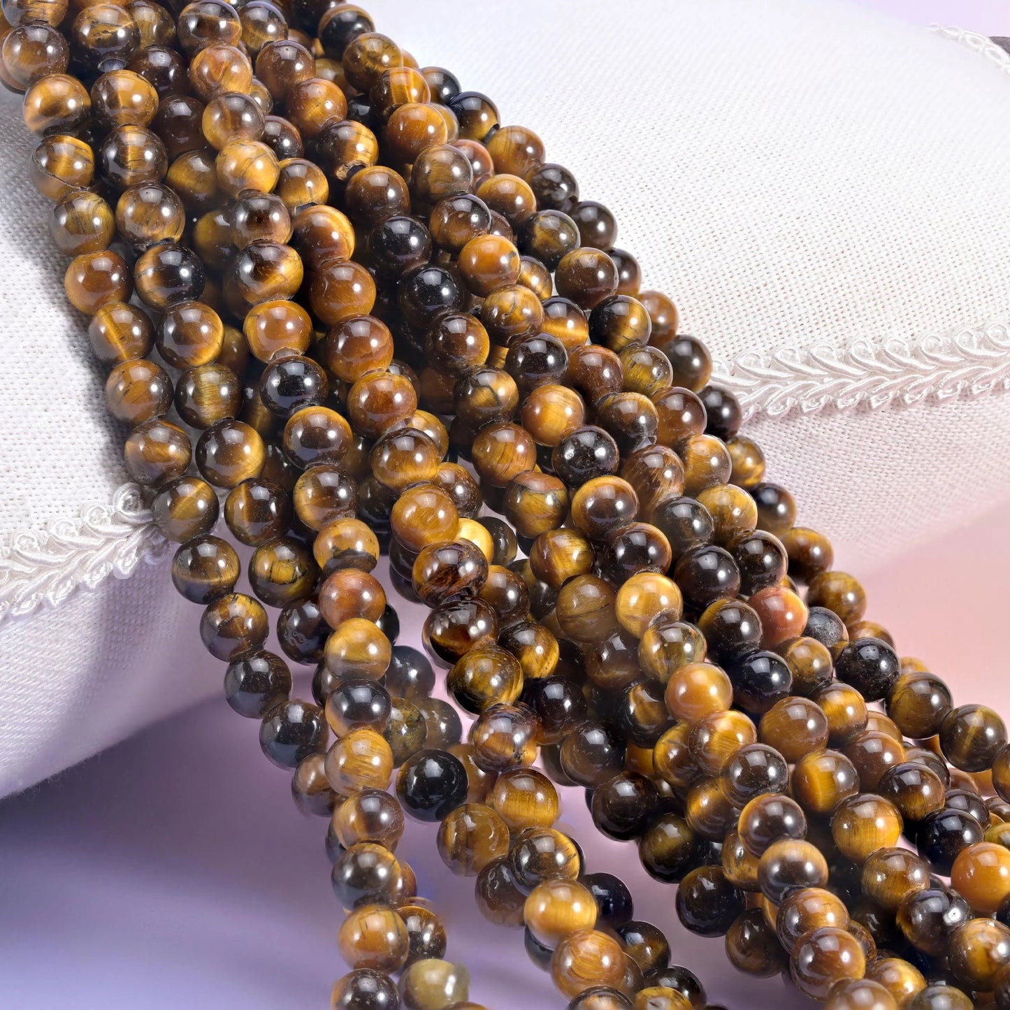 Tiger Eye Large Hole Round Beads 6mm 8mm 10mm