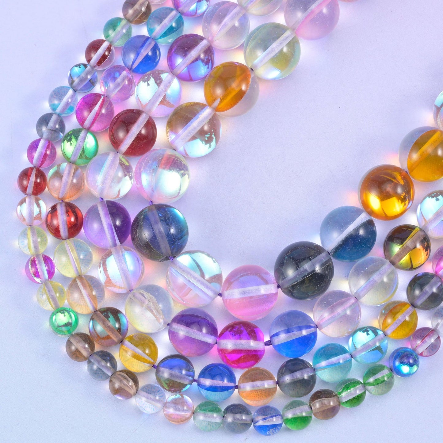 Rainbow glass beads, hole approximately 1.0mm
