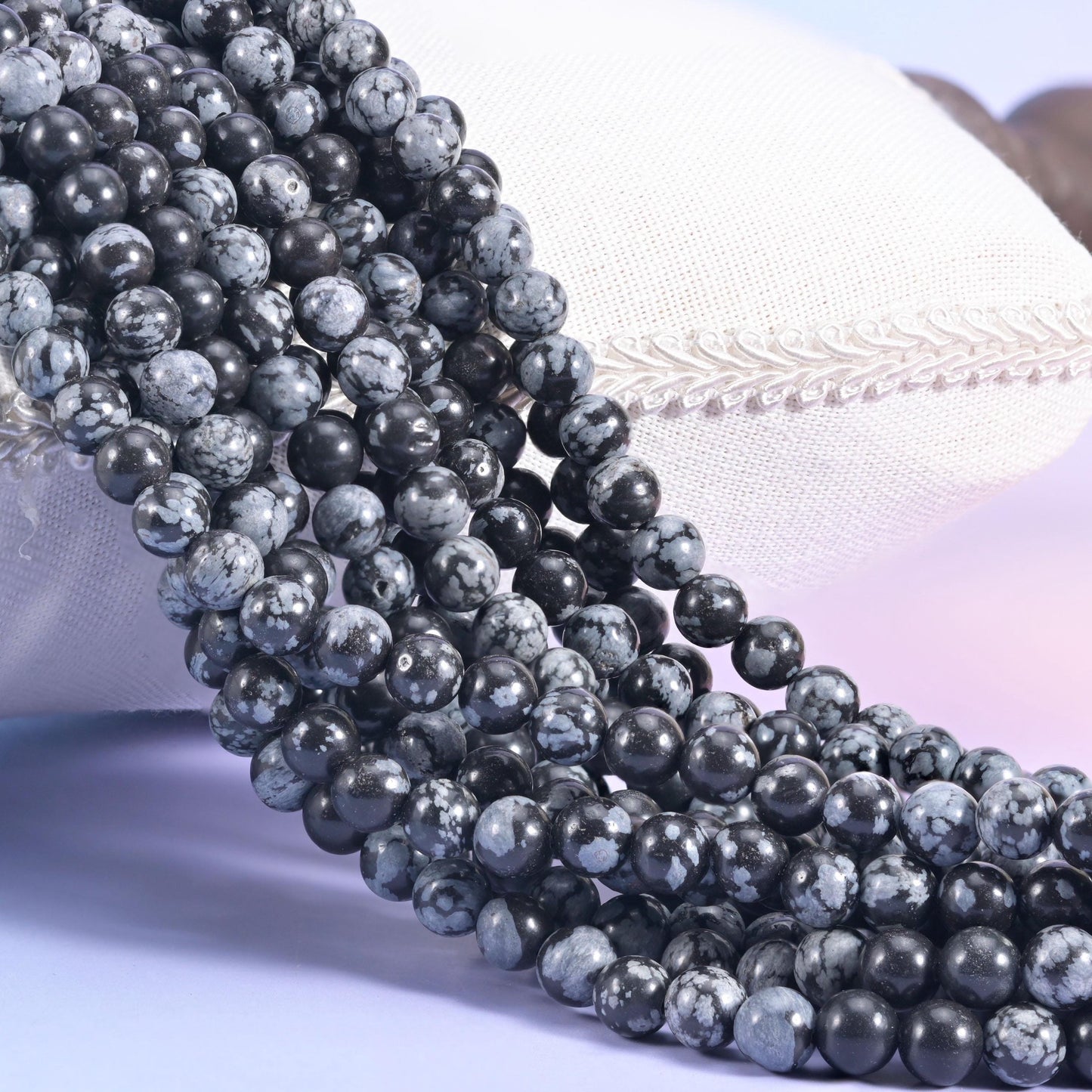 Snowflake Jasper Smooth Round Beads, charcoal rounds crazed with pale grey and white markings