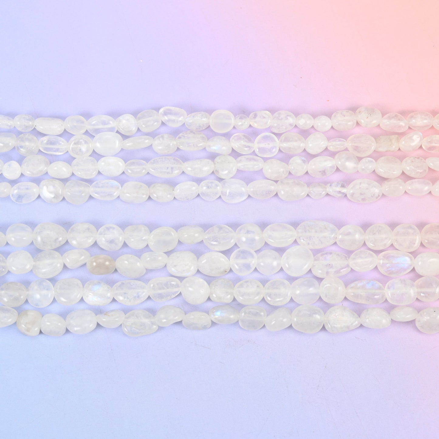 White Moonstone Pebble Nugget Beads 6-8mm 8-12mm Jewelry Making 15.5" Strand