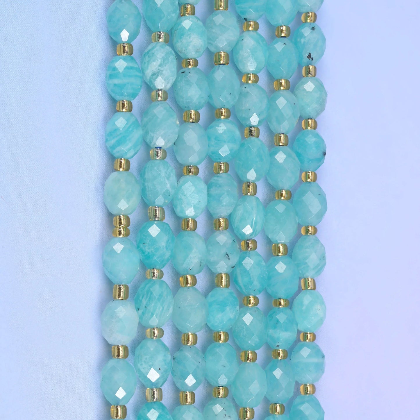 Blue Amazonite rice barrel beads, 1.0mm hole