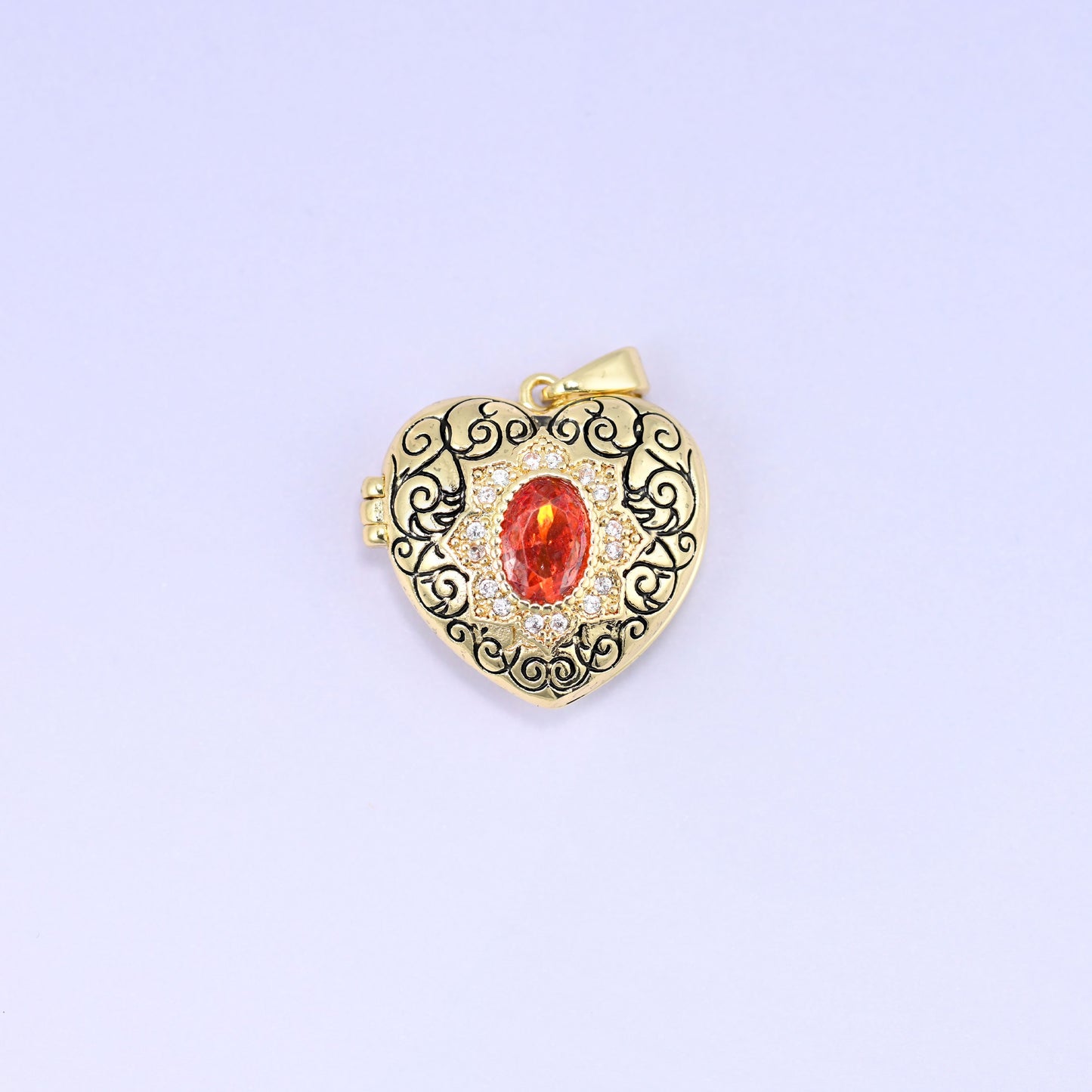 Heart Locket Zircon Pendants: 18K Gold Plated Charms, Jewelry Making Supply